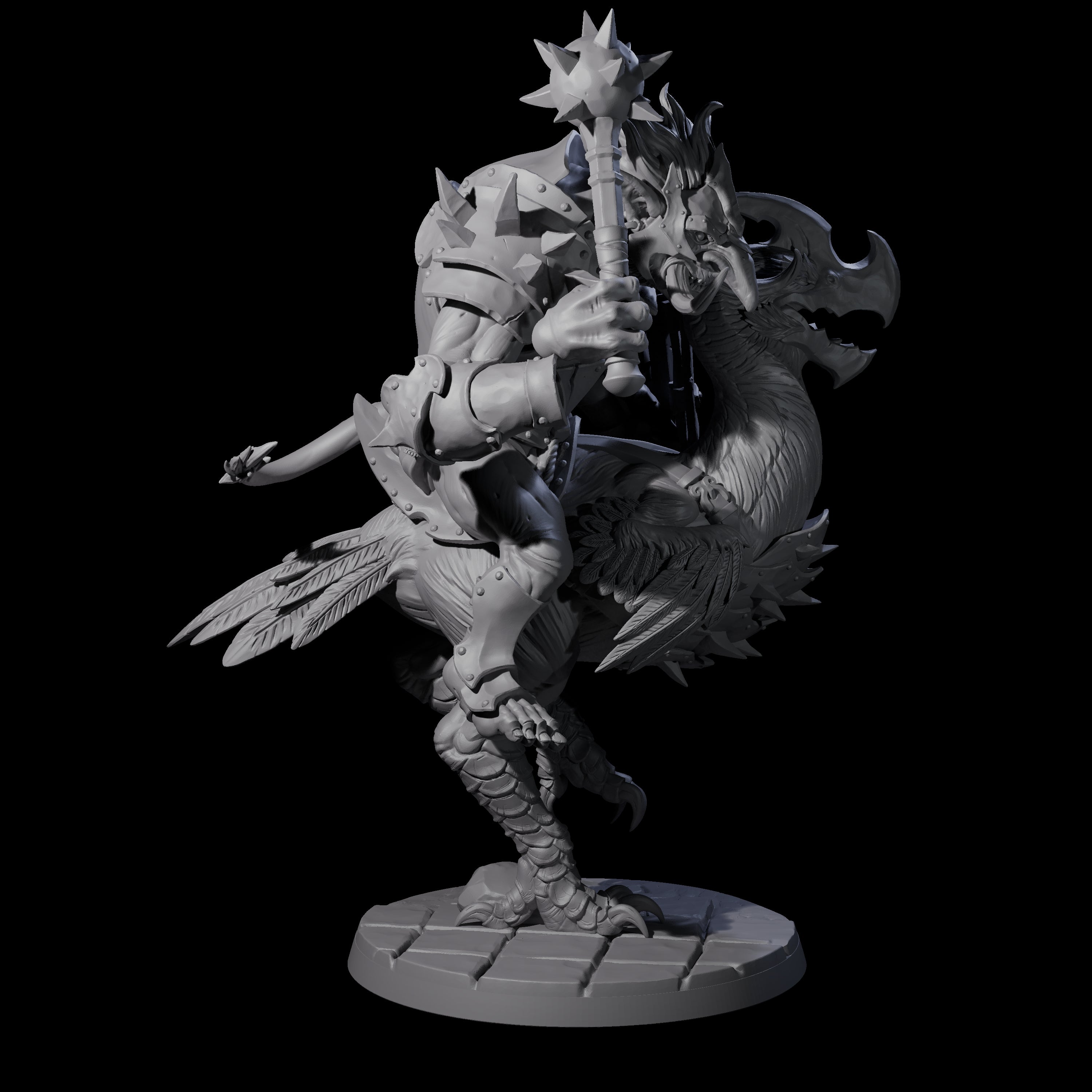 Charging Troll Rider on Axe Beak A Miniature for Dungeons and Dragons, Pathfinder or other TTRPGs