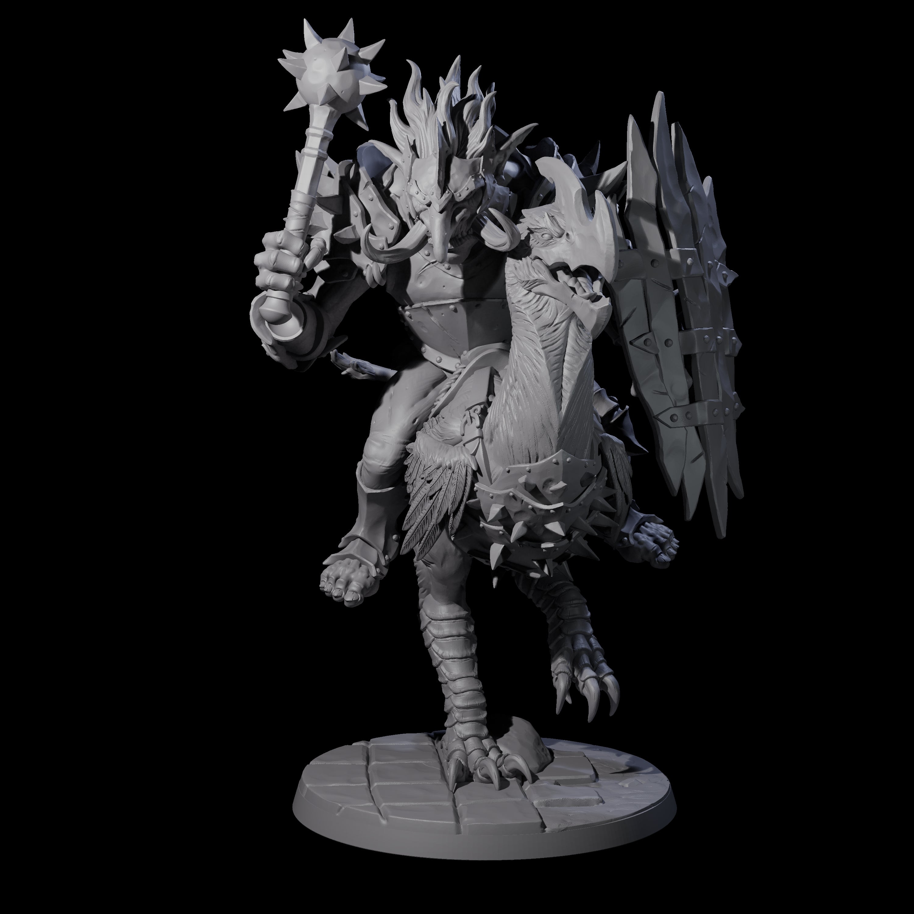 Charging Troll Rider on Axe Beak A Miniature for Dungeons and Dragons, Pathfinder or other TTRPGs
