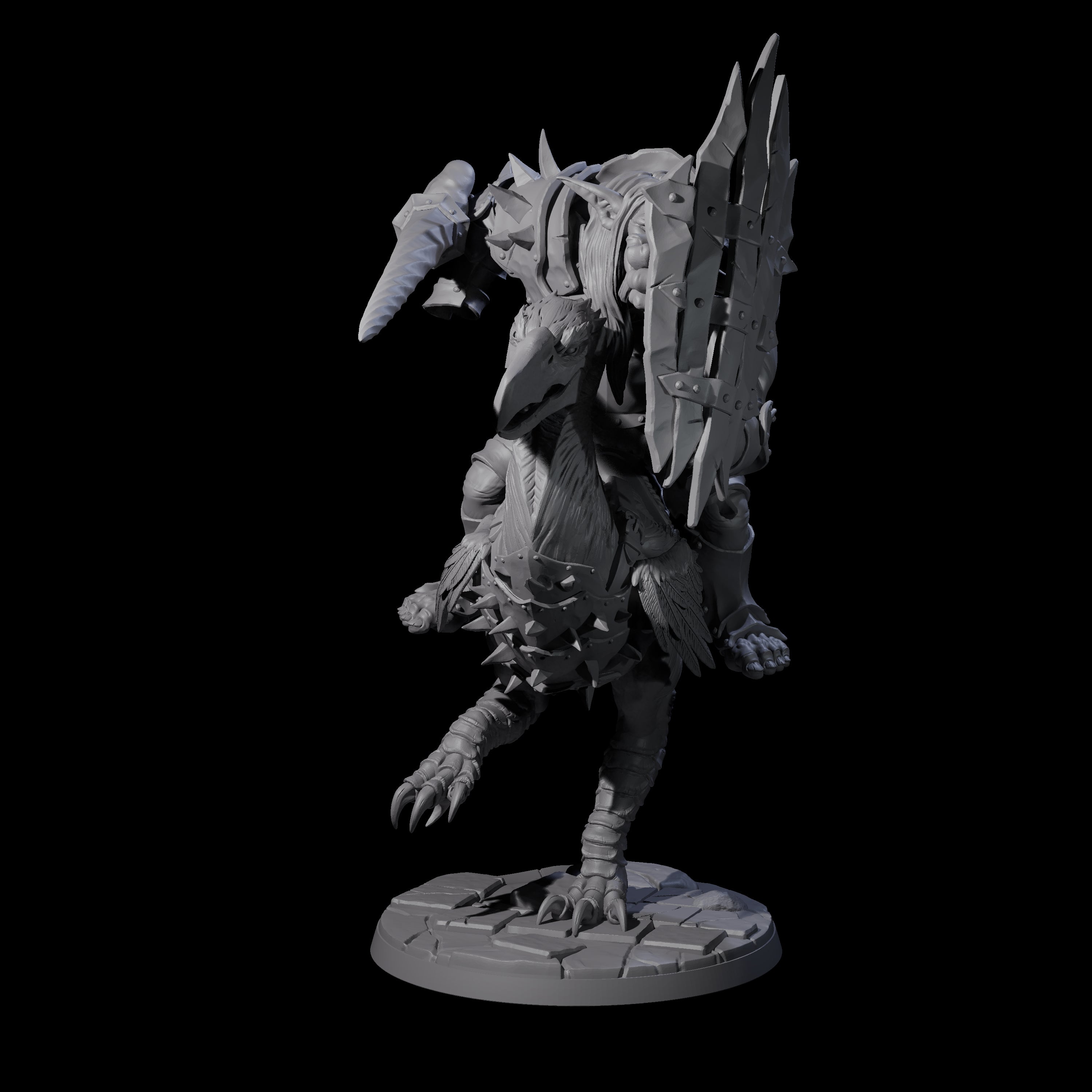 Charging Troll Rider on Axe Beak B Miniature for Dungeons and Dragons, Pathfinder or other TTRPGs