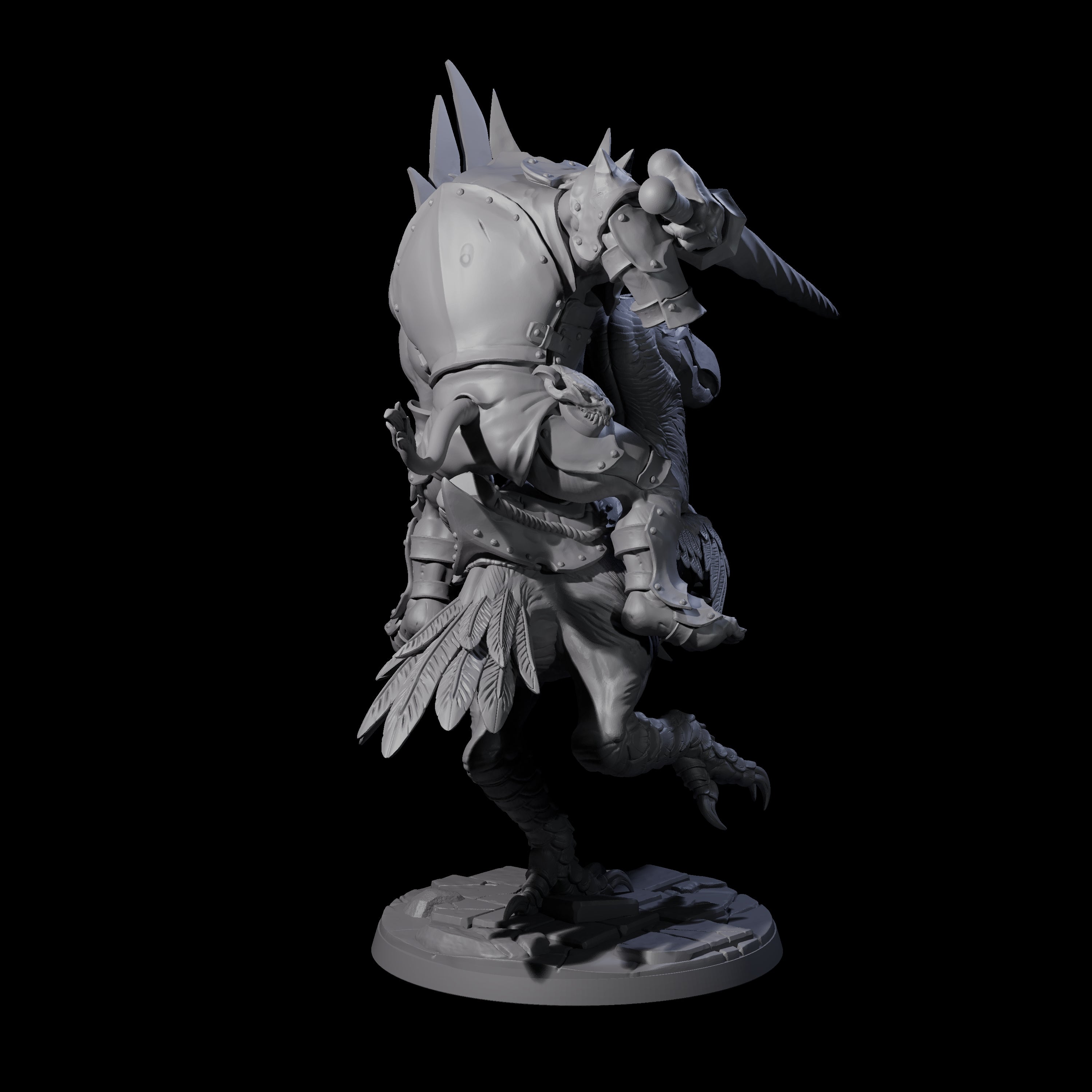 Charging Troll Rider on Axe Beak B Miniature for Dungeons and Dragons, Pathfinder or other TTRPGs