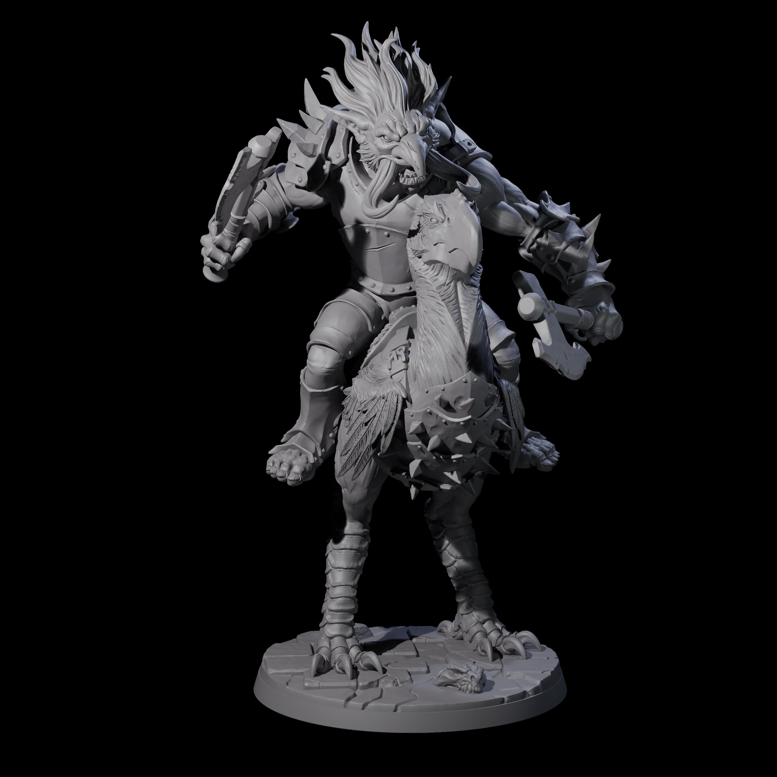 Charging Troll Rider on Axe Beak C Miniature for Dungeons and Dragons, Pathfinder or other TTRPGs