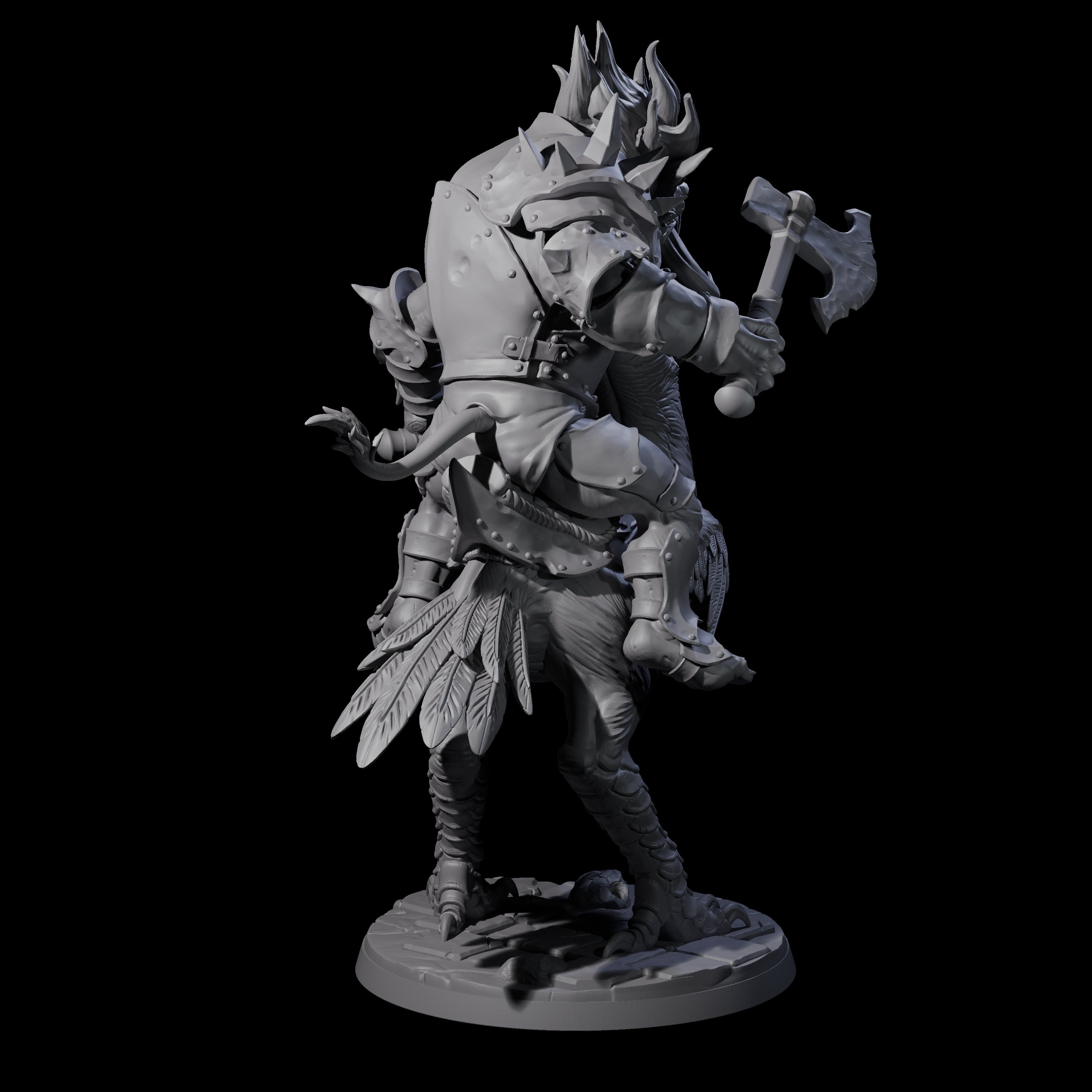 Charging Troll Rider on Axe Beak C Miniature for Dungeons and Dragons, Pathfinder or other TTRPGs