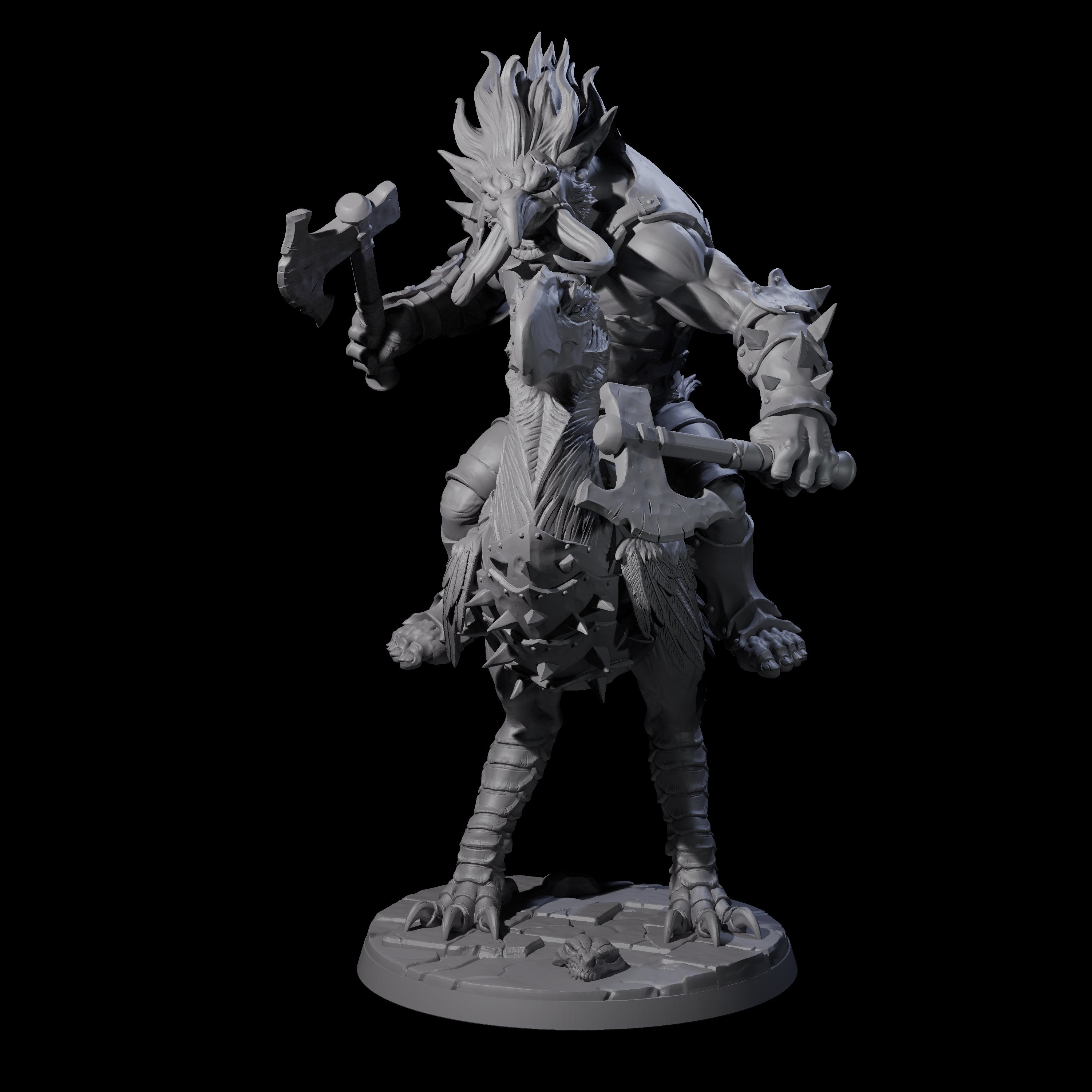 Charging Troll Rider on Axe Beak C Miniature for Dungeons and Dragons, Pathfinder or other TTRPGs