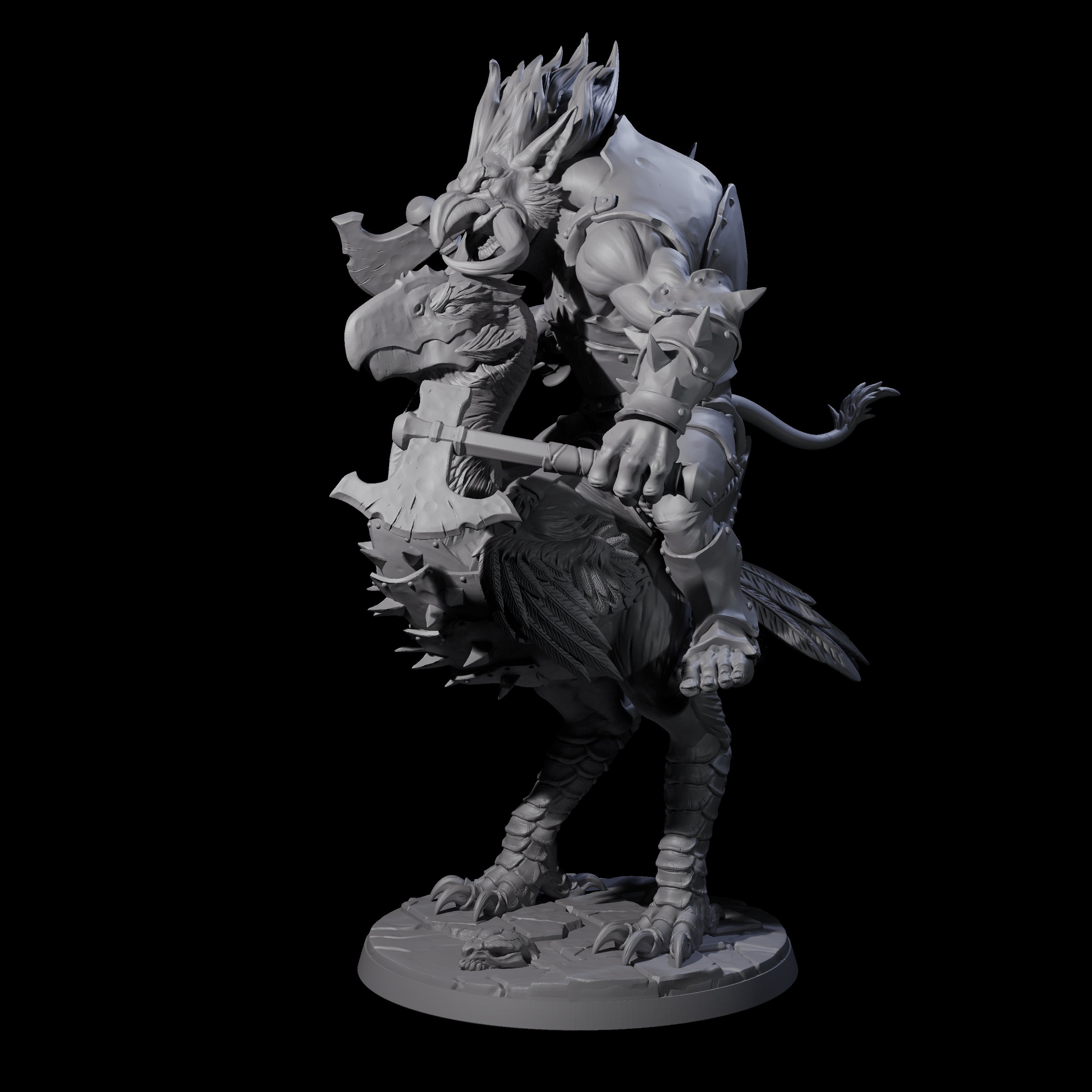 Charging Troll Rider on Axe Beak C Miniature for Dungeons and Dragons, Pathfinder or other TTRPGs