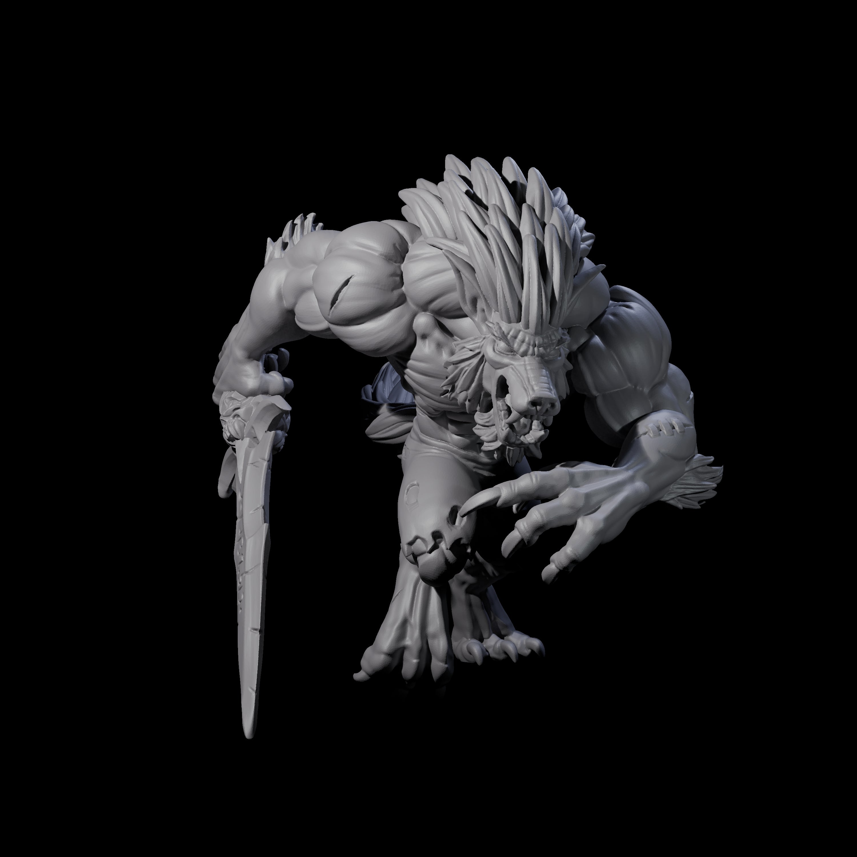 Charging Werewolf Miniature for Dungeons and Dragons, Pathfinder or other TTRPGs