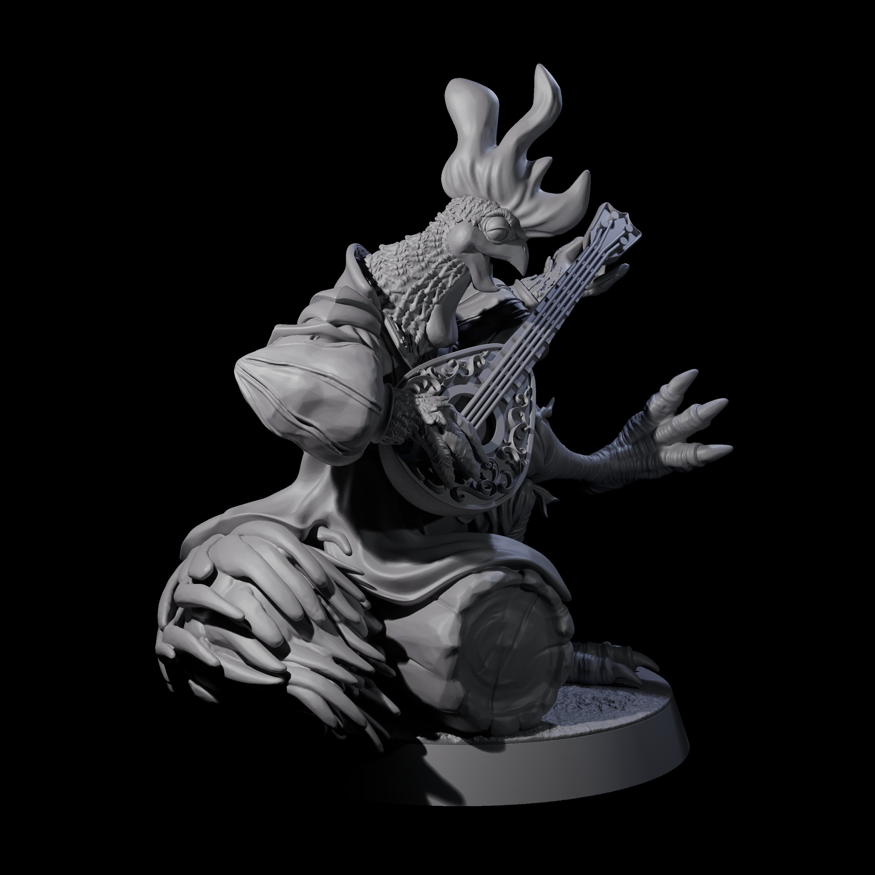 Chill Rooster Bard Miniature for Dungeons and Dragons, Pathfinder or other TTRPGs
