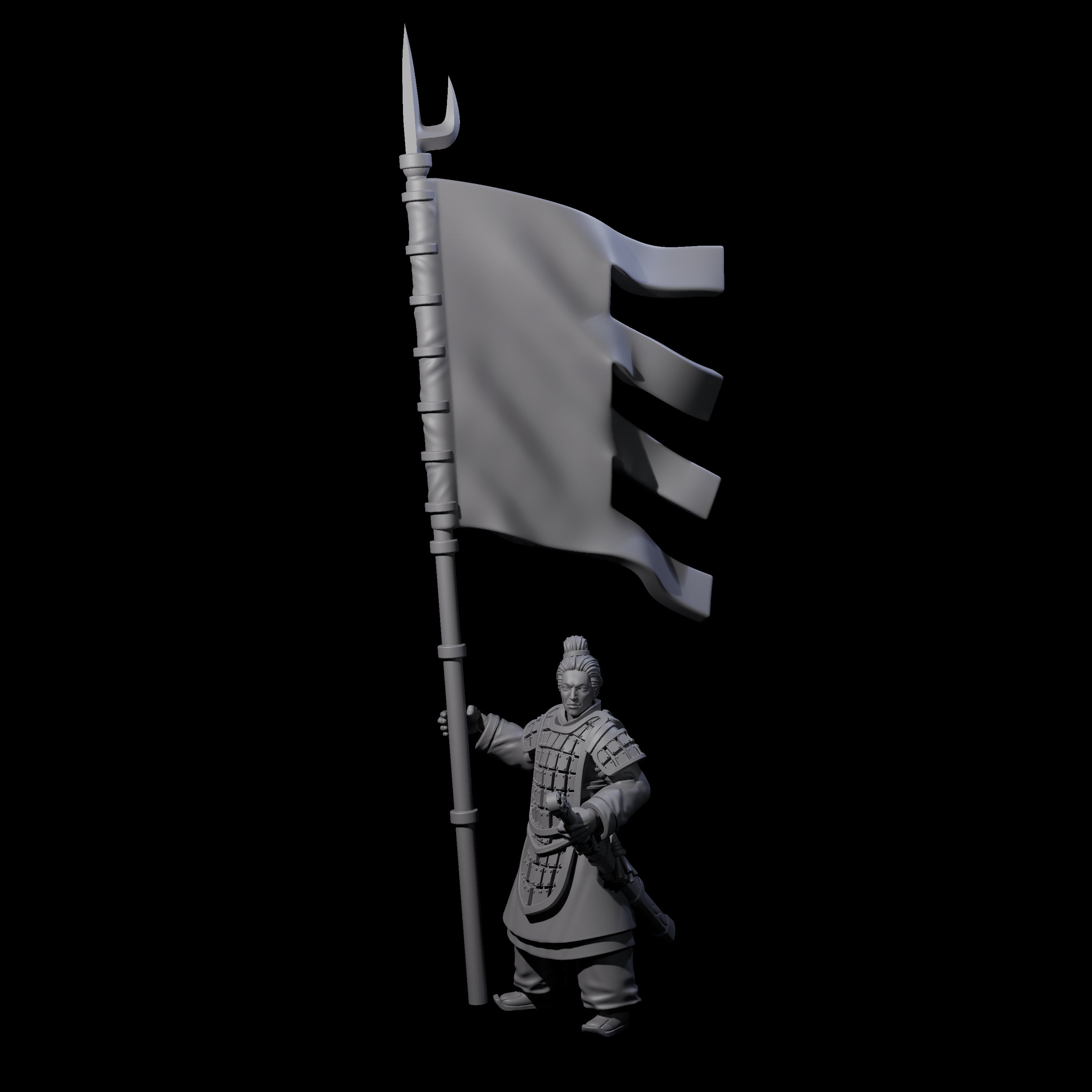 Chinese Brave Flagbearer Miniature for Dungeons and Dragons, Pathfinder or other TTRPGs