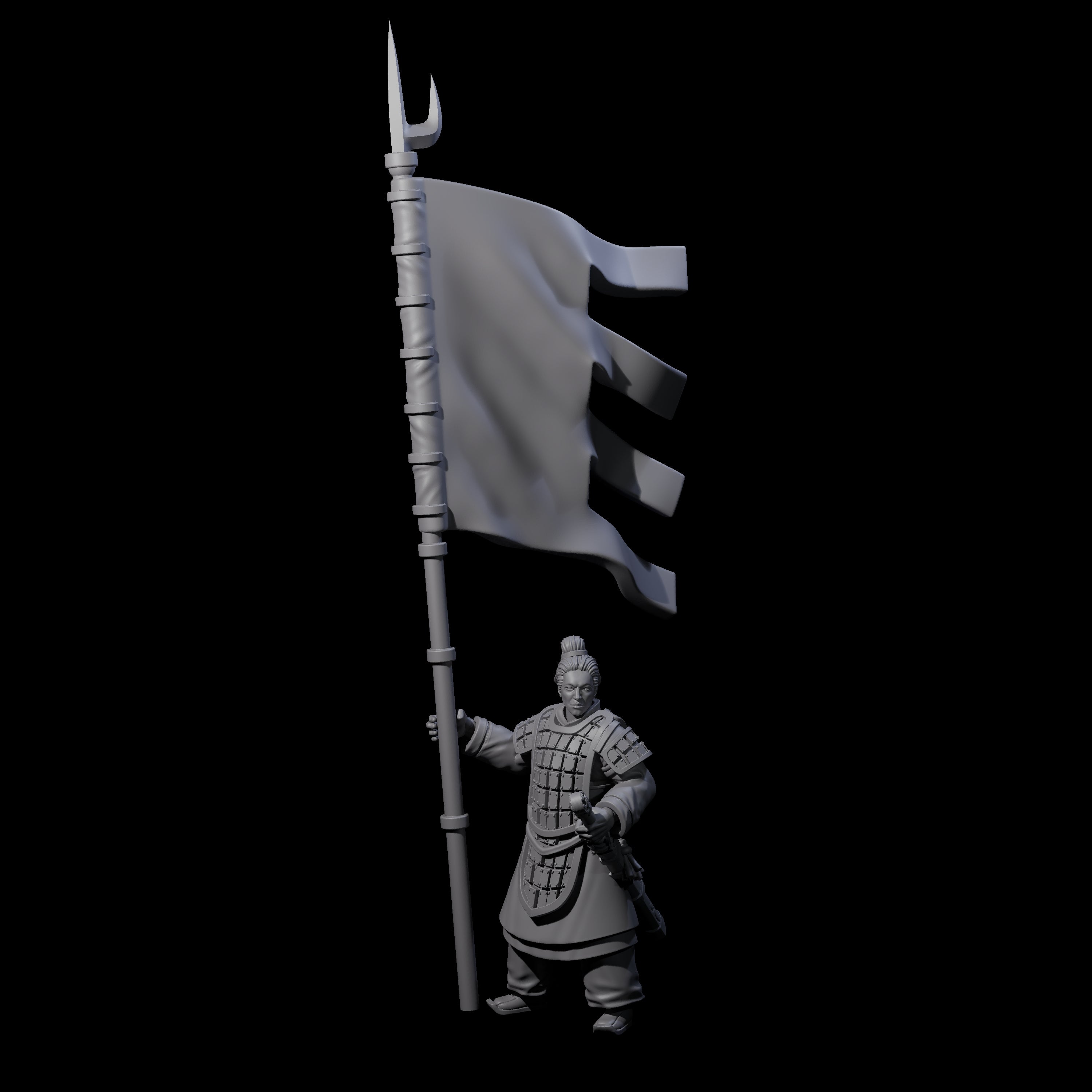 Chinese Brave Flagbearer Miniature for Dungeons and Dragons, Pathfinder or other TTRPGs
