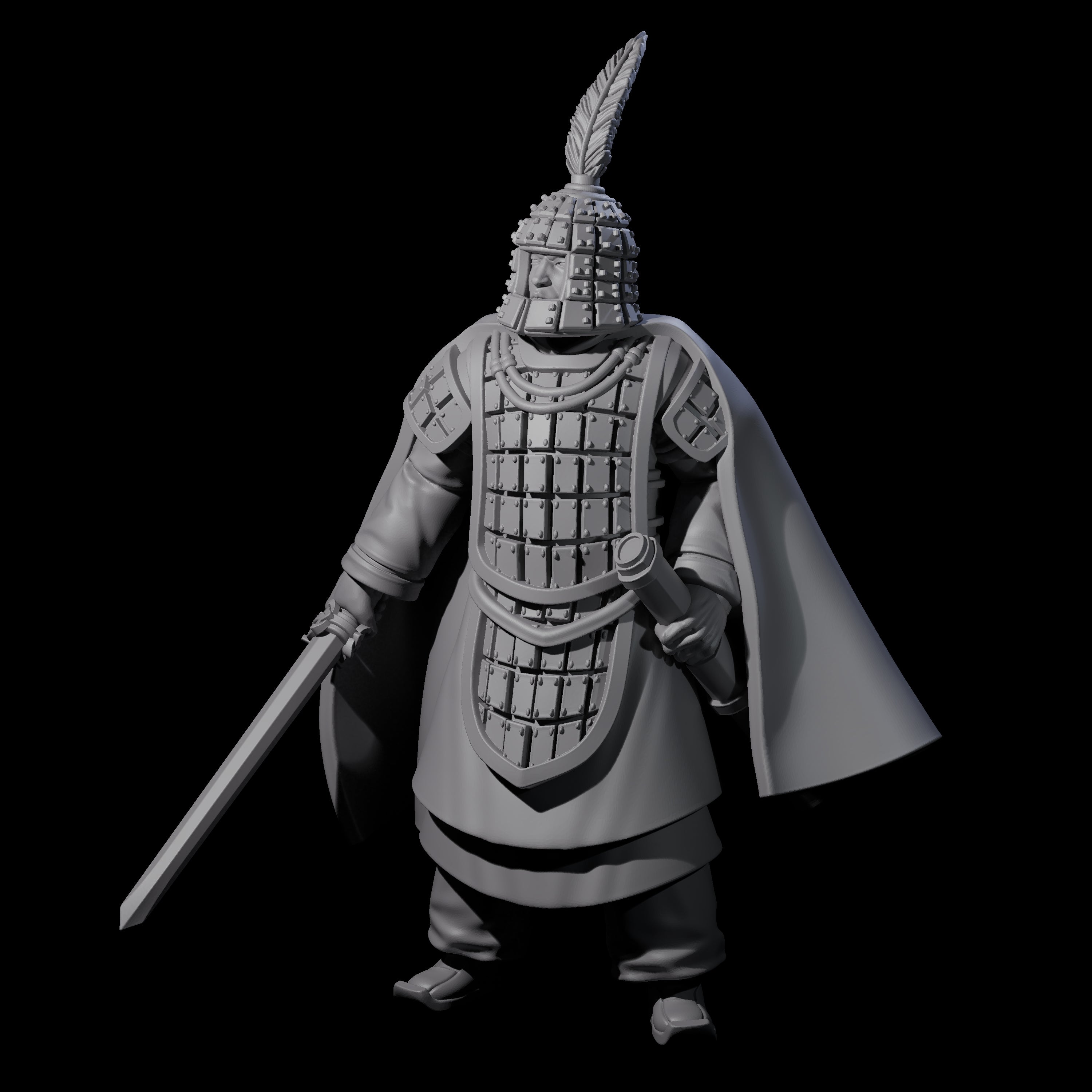 Chinese Stoic Human Captain Miniature for Dungeons and Dragons, Pathfinder or other TTRPGs