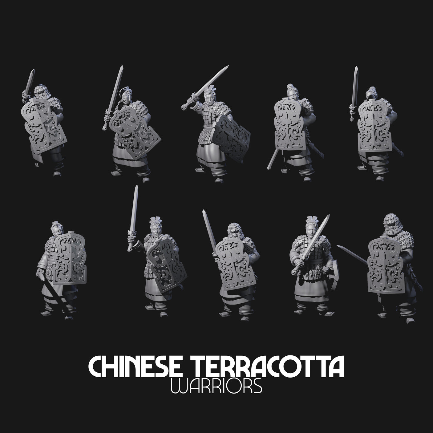 Chinese Terracotta Fierce Terracotta Warriors Miniature for Dungeons and Dragons, Pathfinder or other TTRPGs