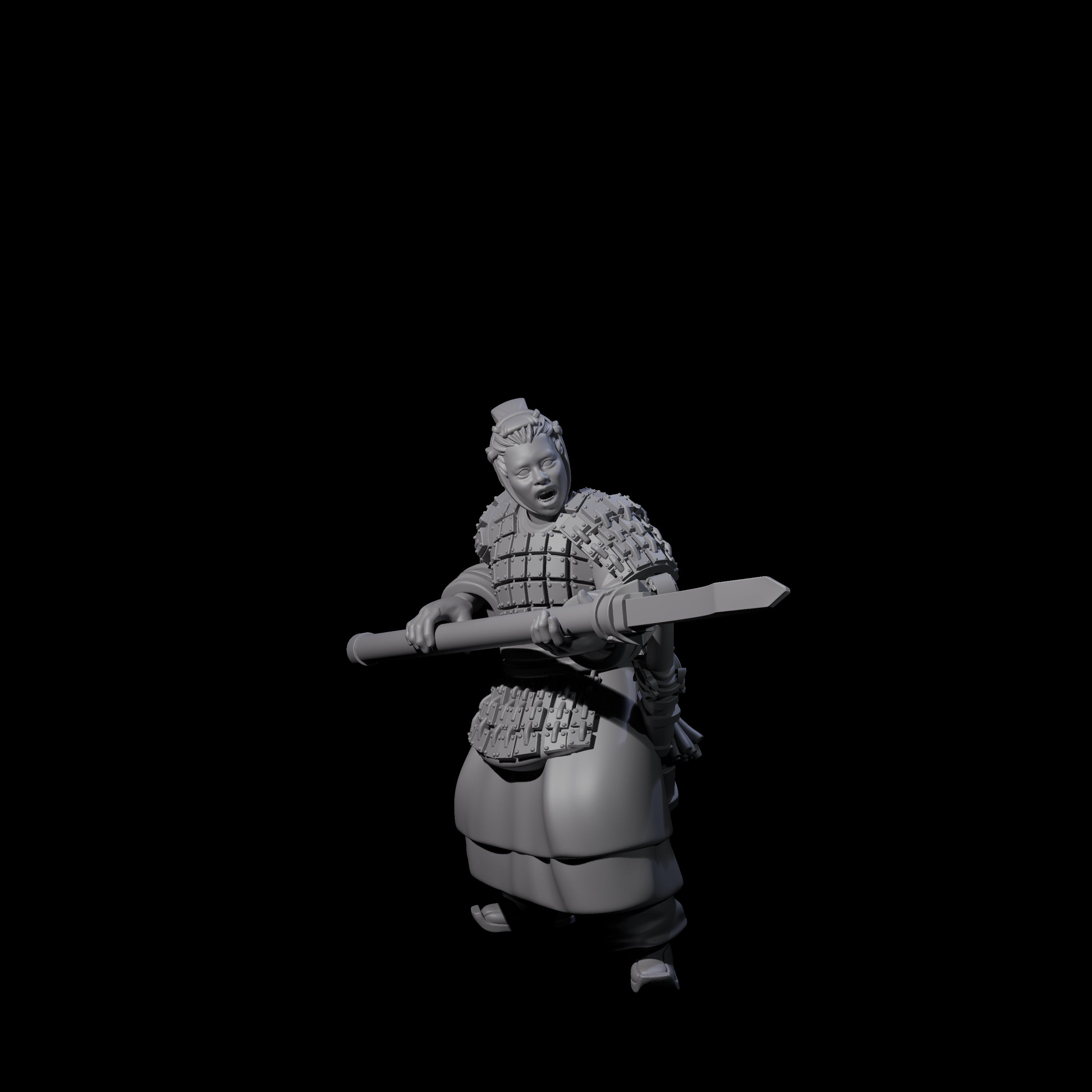 Chinese Terracotta Reaching Polearm Warrior B Miniature for Dungeons and Dragons, Pathfinder or other TTRPGs