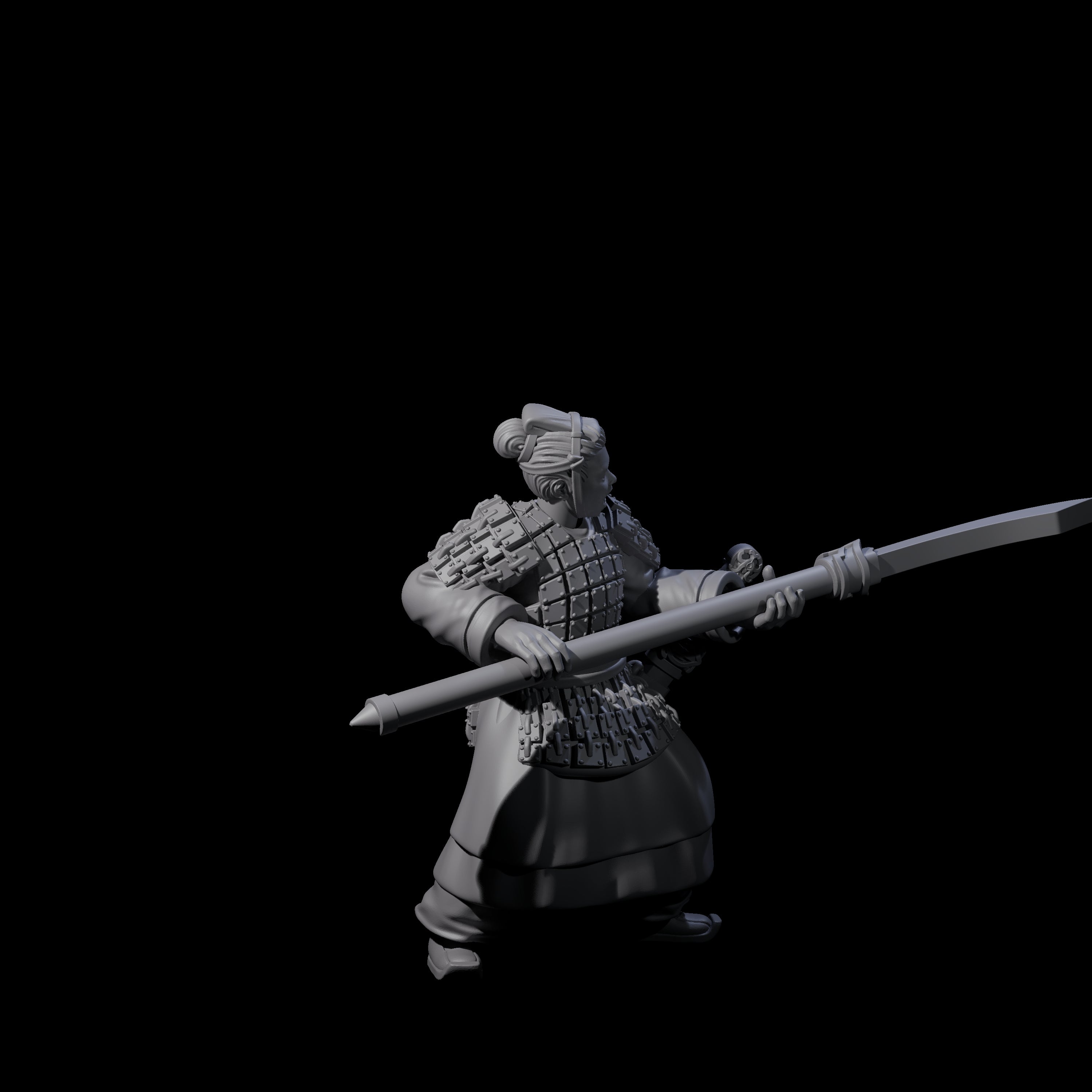 Chinese Terracotta Reaching Polearm Warrior B Miniature for Dungeons and Dragons, Pathfinder or other TTRPGs