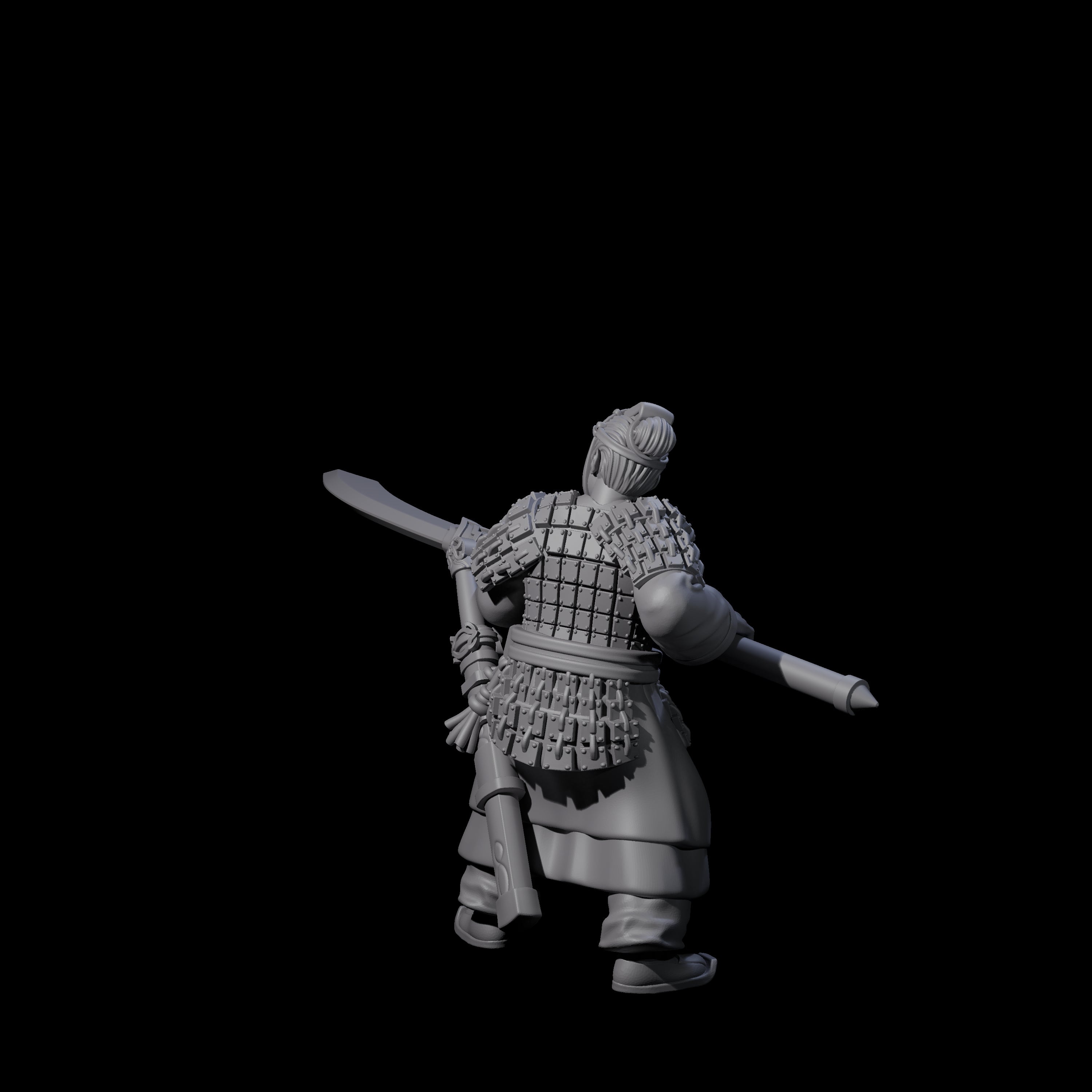 Chinese Terracotta Reaching Polearm Warrior B Miniature for Dungeons and Dragons, Pathfinder or other TTRPGs