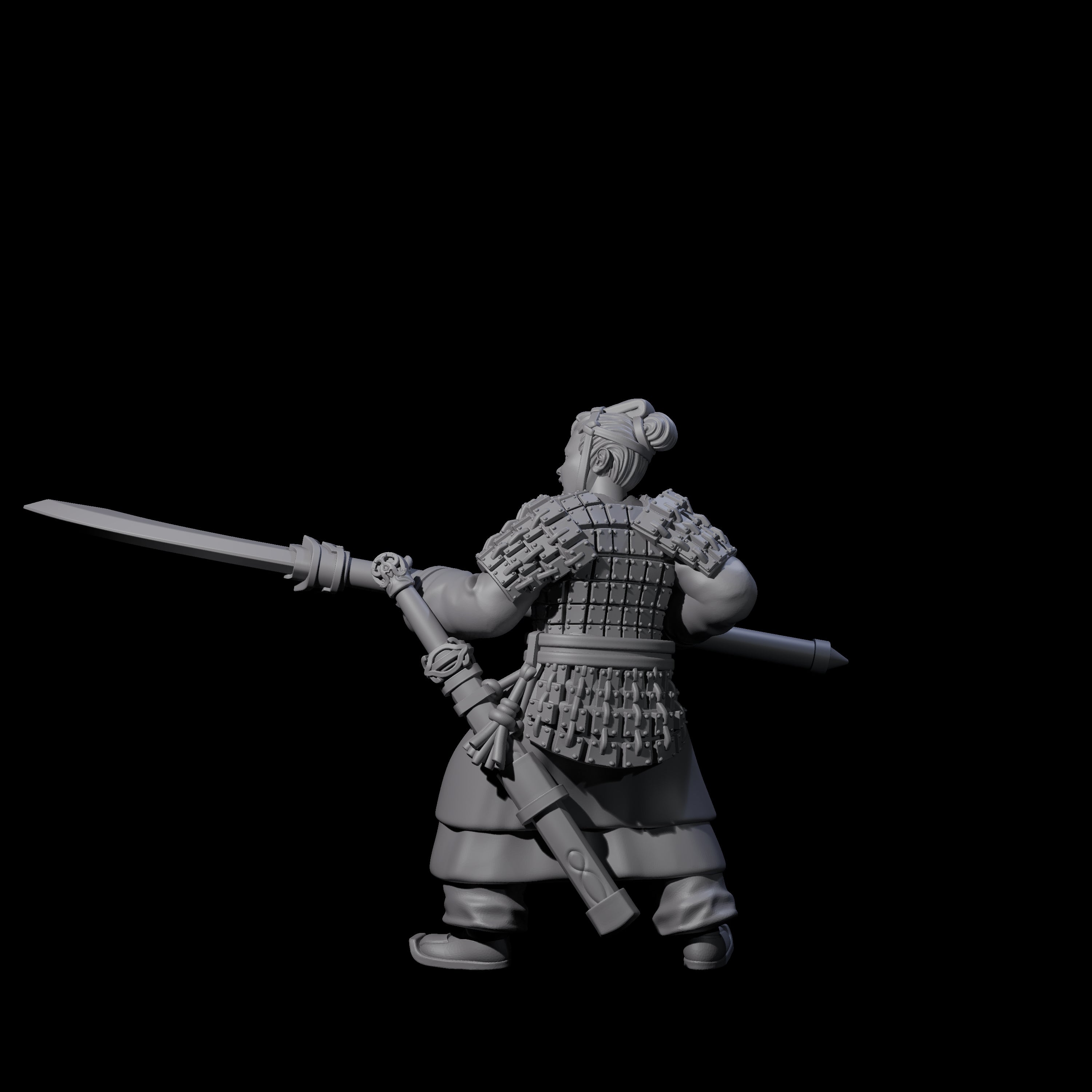 Chinese Terracotta Reaching Polearm Warrior B Miniature for Dungeons and Dragons, Pathfinder or other TTRPGs
