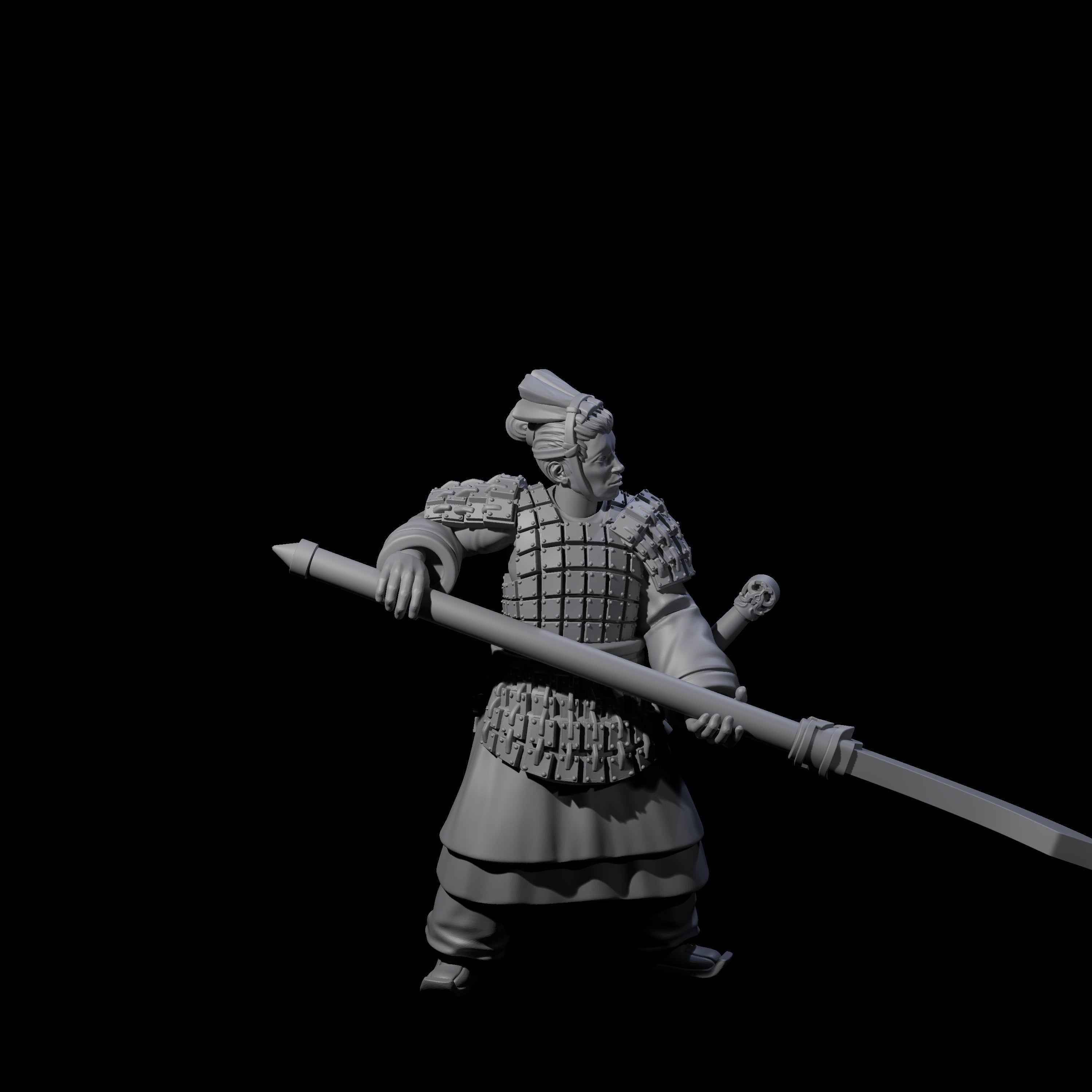 Chinese Terracotta Reaching Polearm Warrior C Miniature for Dungeons and Dragons, Pathfinder or other TTRPGs