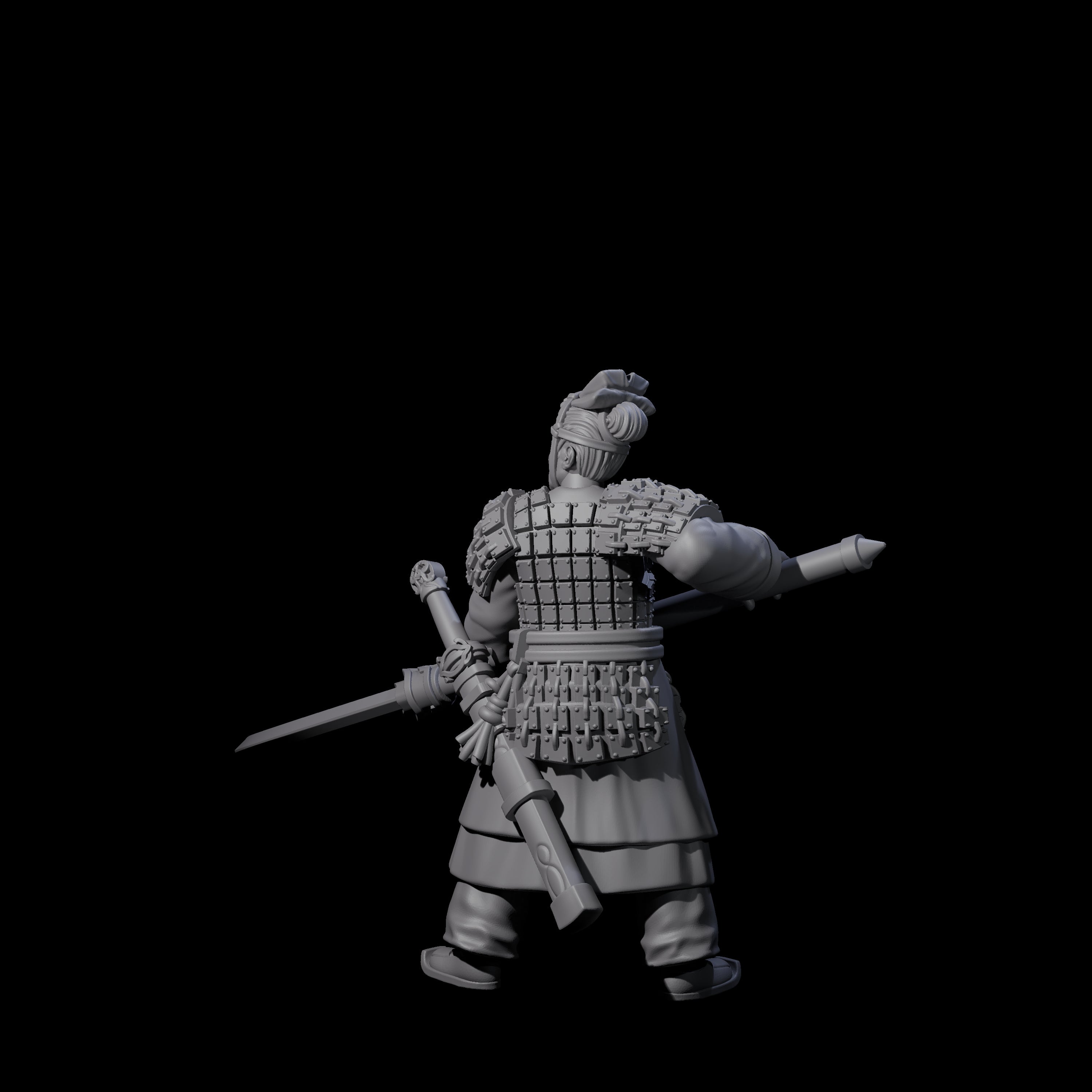 Chinese Terracotta Reaching Polearm Warrior C Miniature for Dungeons and Dragons, Pathfinder or other TTRPGs