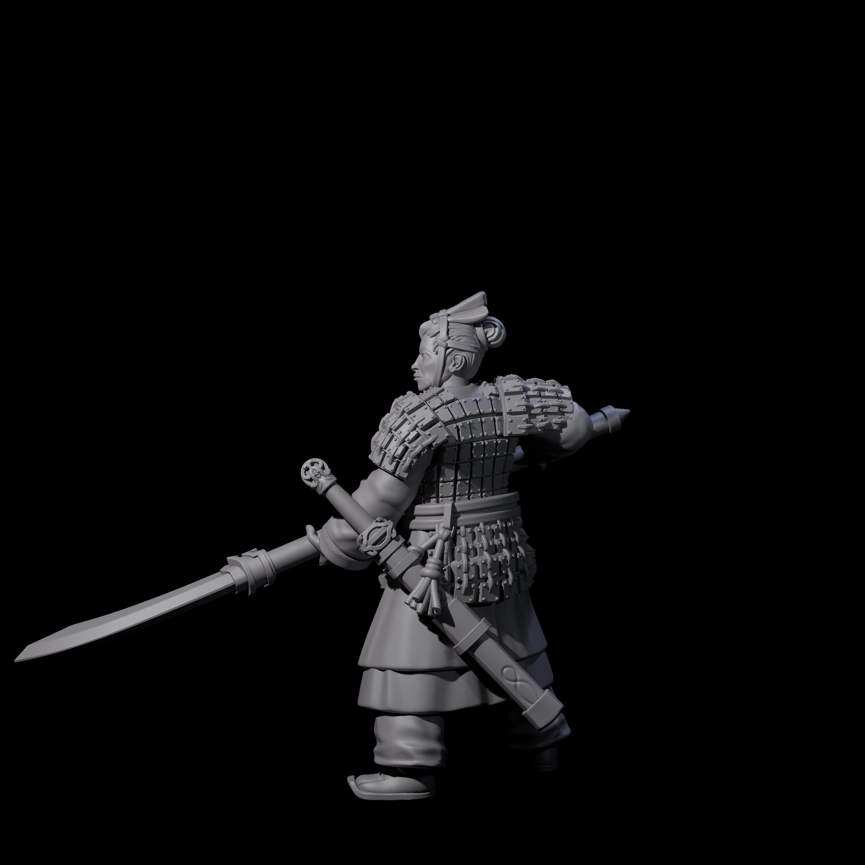 Chinese Terracotta Reaching Polearm Warrior C Miniature for Dungeons and Dragons, Pathfinder or other TTRPGs