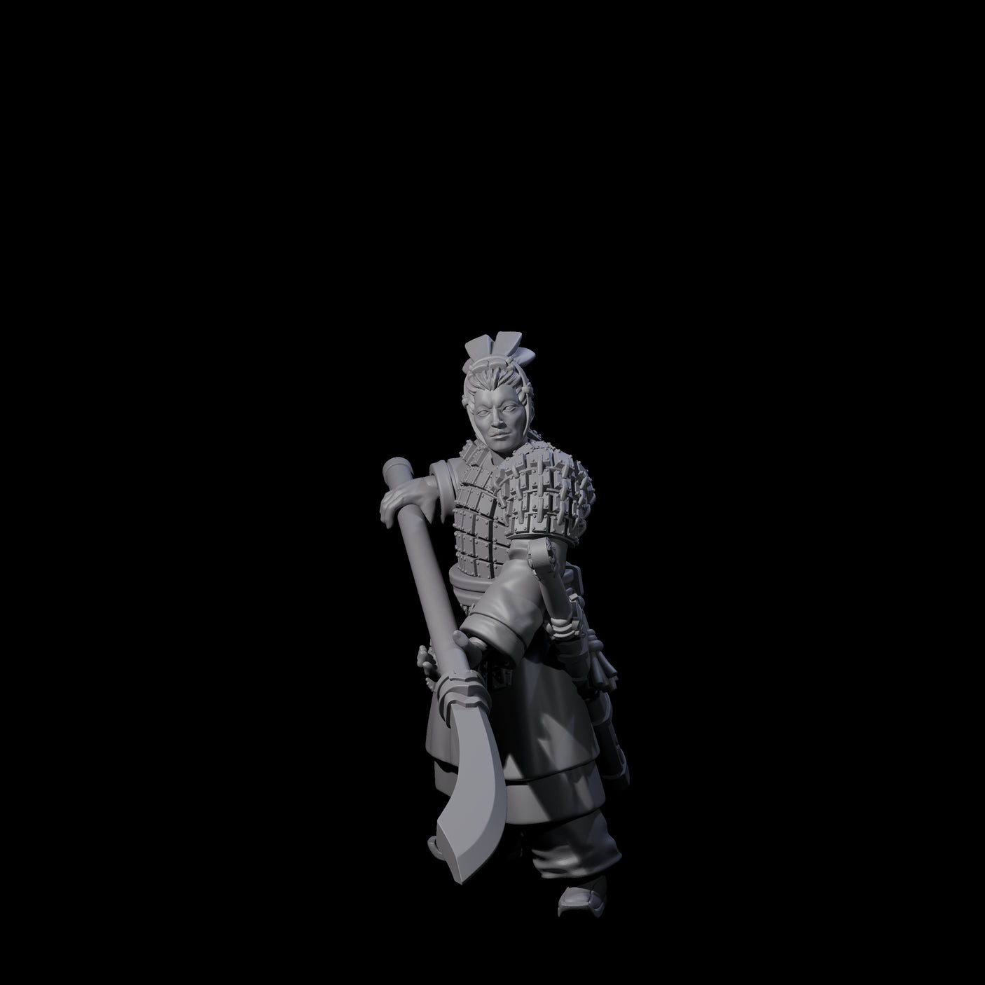 Chinese Terracotta Reaching Polearm Warrior C Miniature for Dungeons and Dragons, Pathfinder or other TTRPGs
