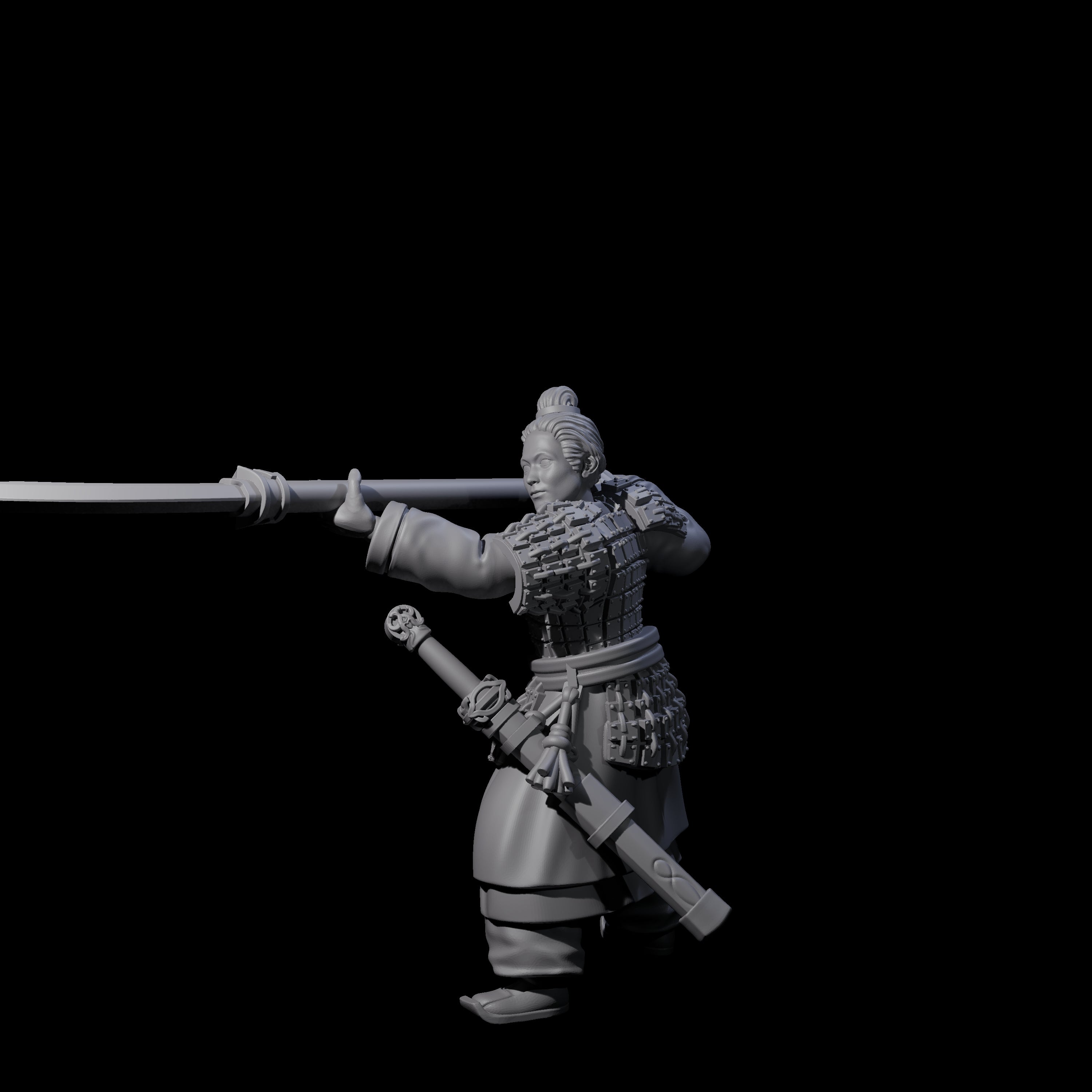 Chinese Terracotta Reaching Polearm Warrior D Miniature for Dungeons and Dragons, Pathfinder or other TTRPGs