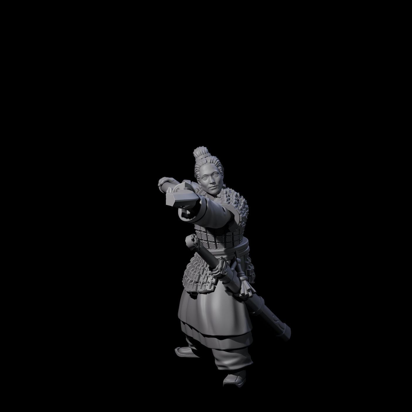 Chinese Terracotta Reaching Polearm Warrior D Miniature for Dungeons and Dragons, Pathfinder or other TTRPGs