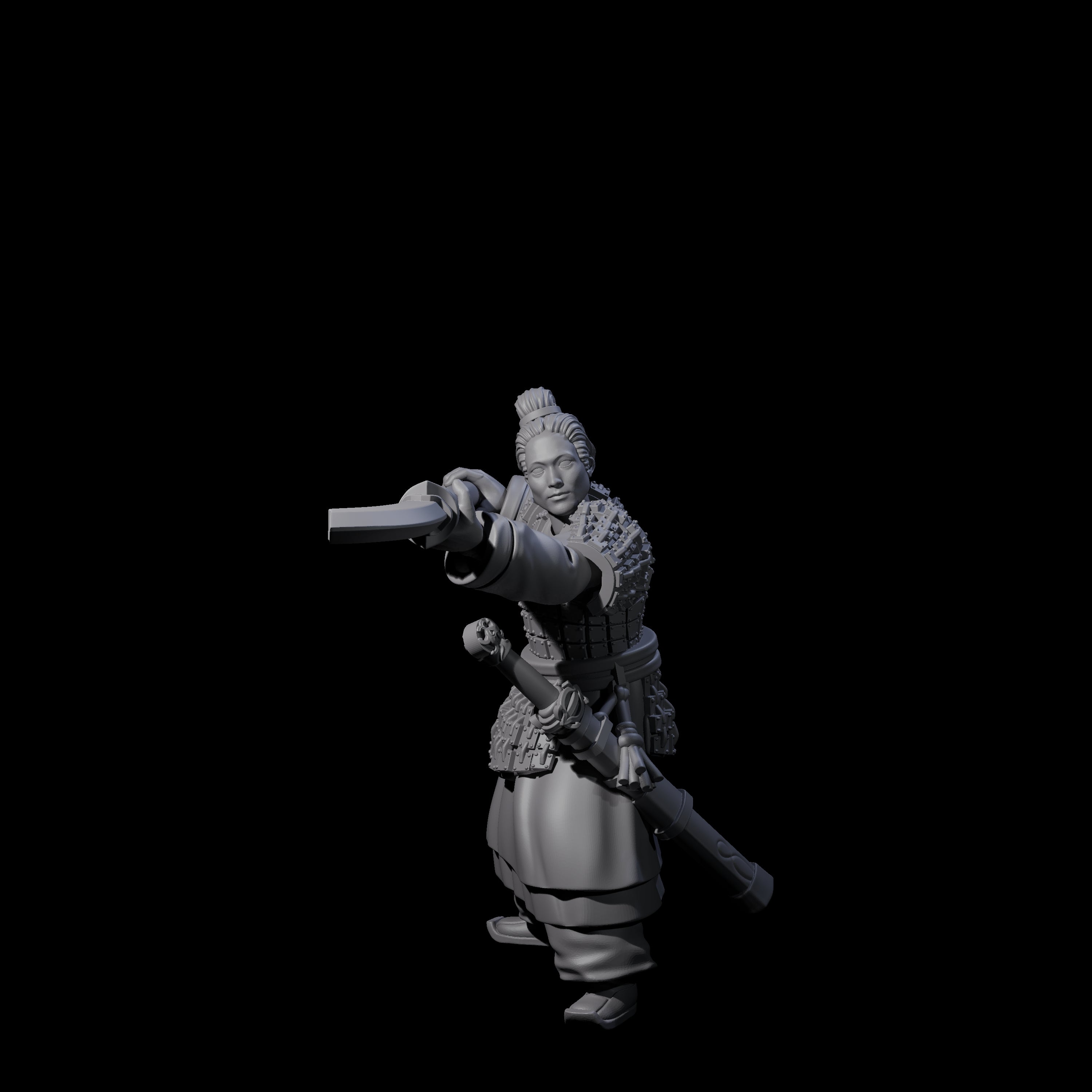 Chinese Terracotta Reaching Polearm Warrior D Miniature for Dungeons and Dragons, Pathfinder or other TTRPGs