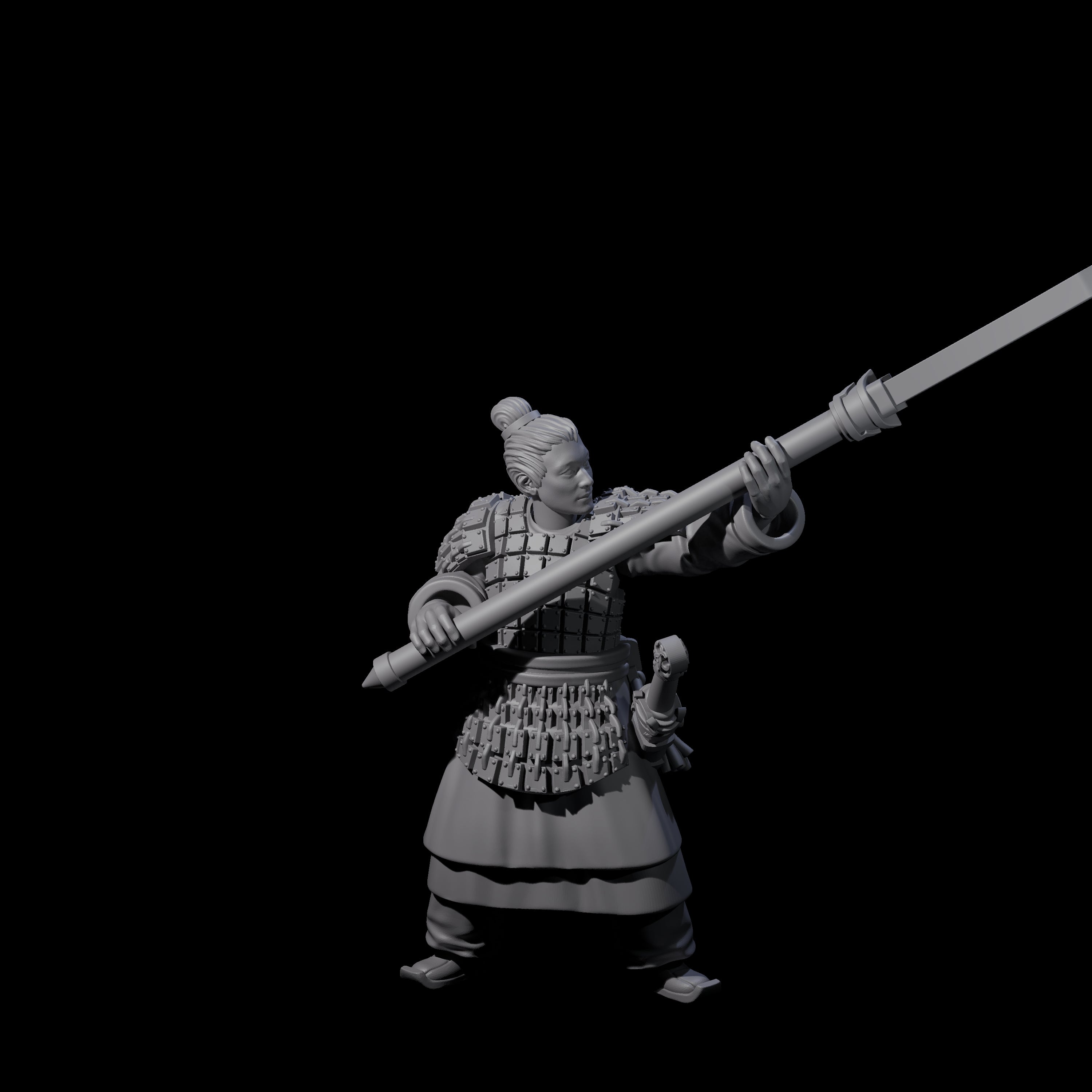 Chinese Terracotta Reaching Polearm Warrior E Miniature for Dungeons and Dragons, Pathfinder or other TTRPGs