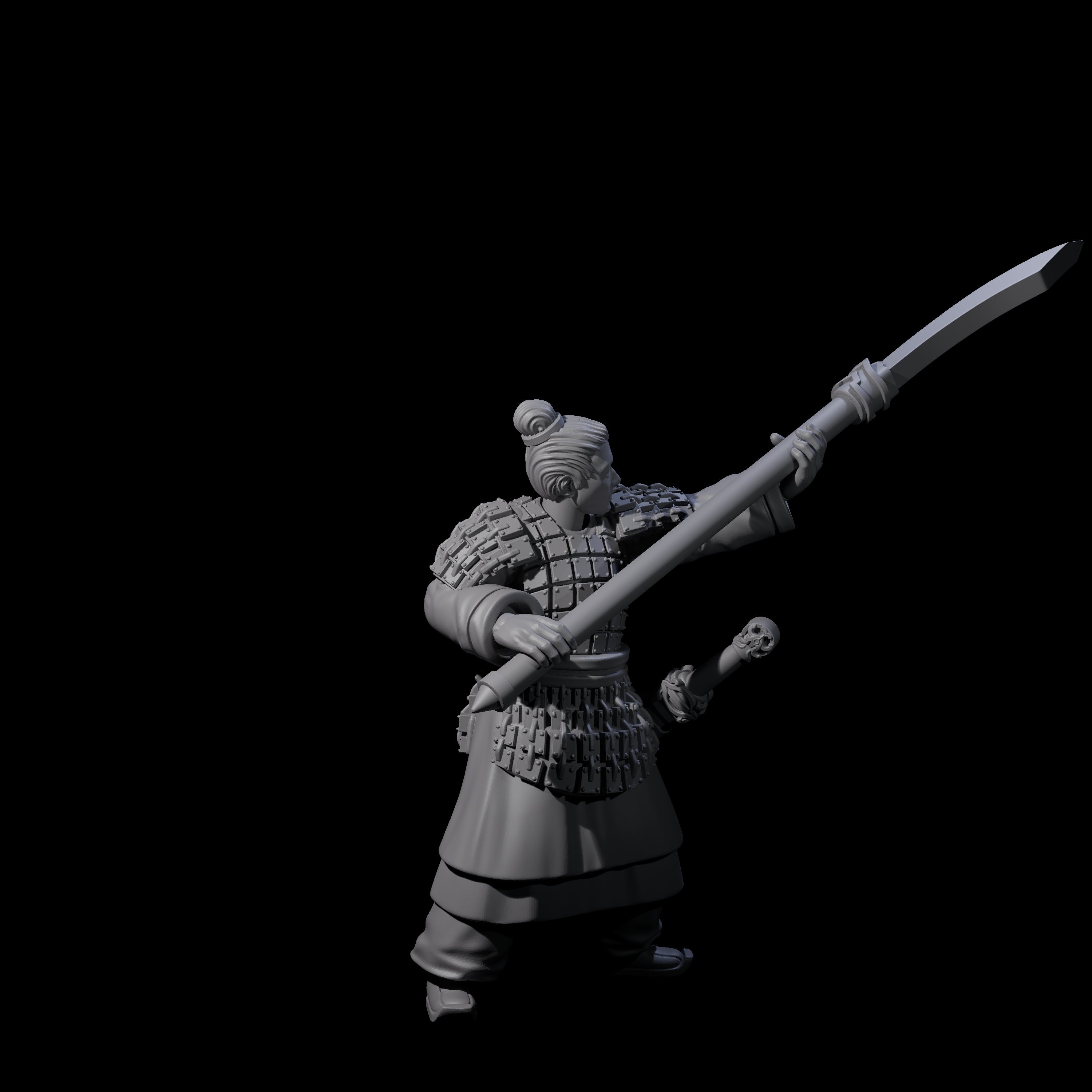 Chinese Terracotta Reaching Polearm Warrior E Miniature for Dungeons and Dragons, Pathfinder or other TTRPGs