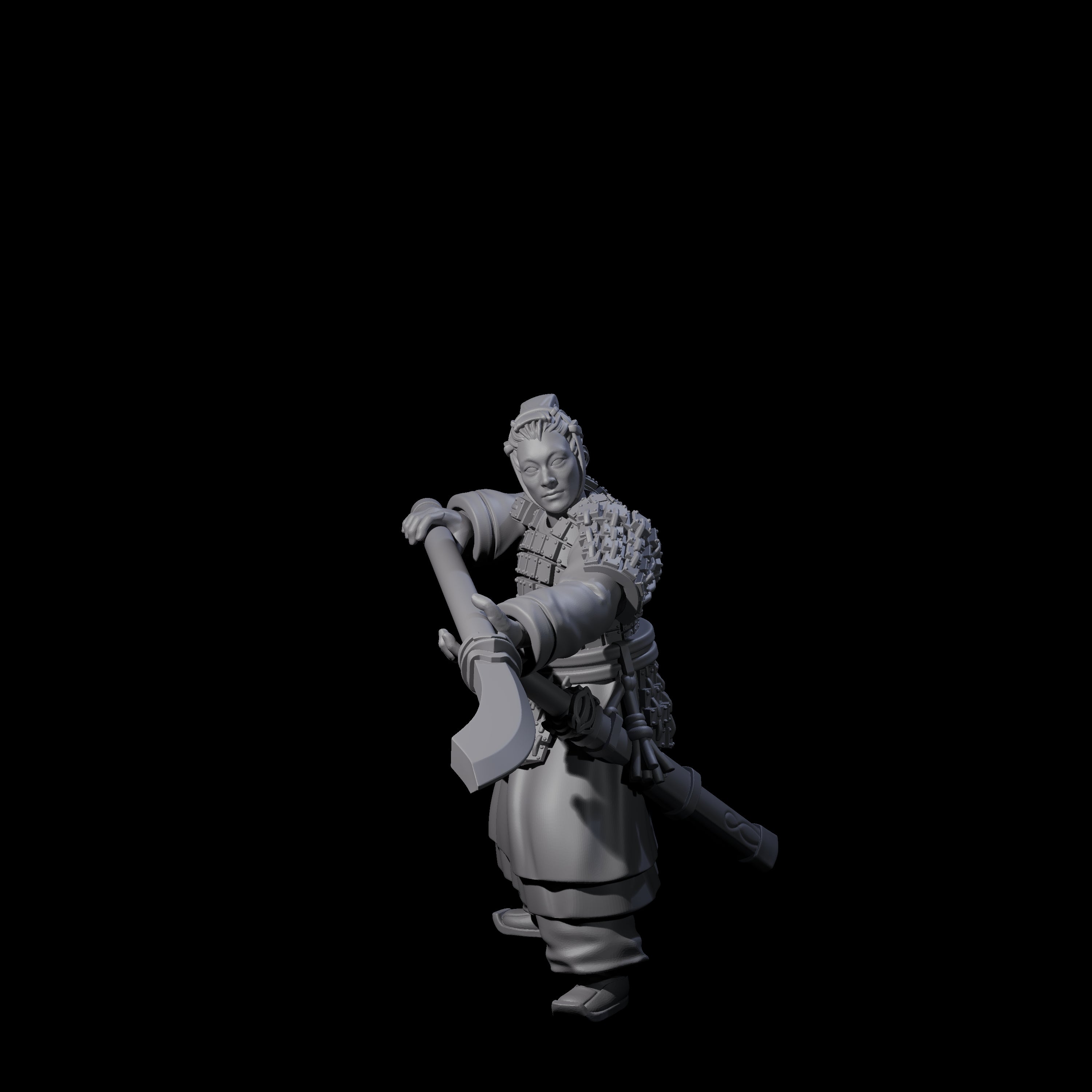 Chinese Terracotta Reaching Polearm Warrior F Miniature for Dungeons and Dragons, Pathfinder or other TTRPGs