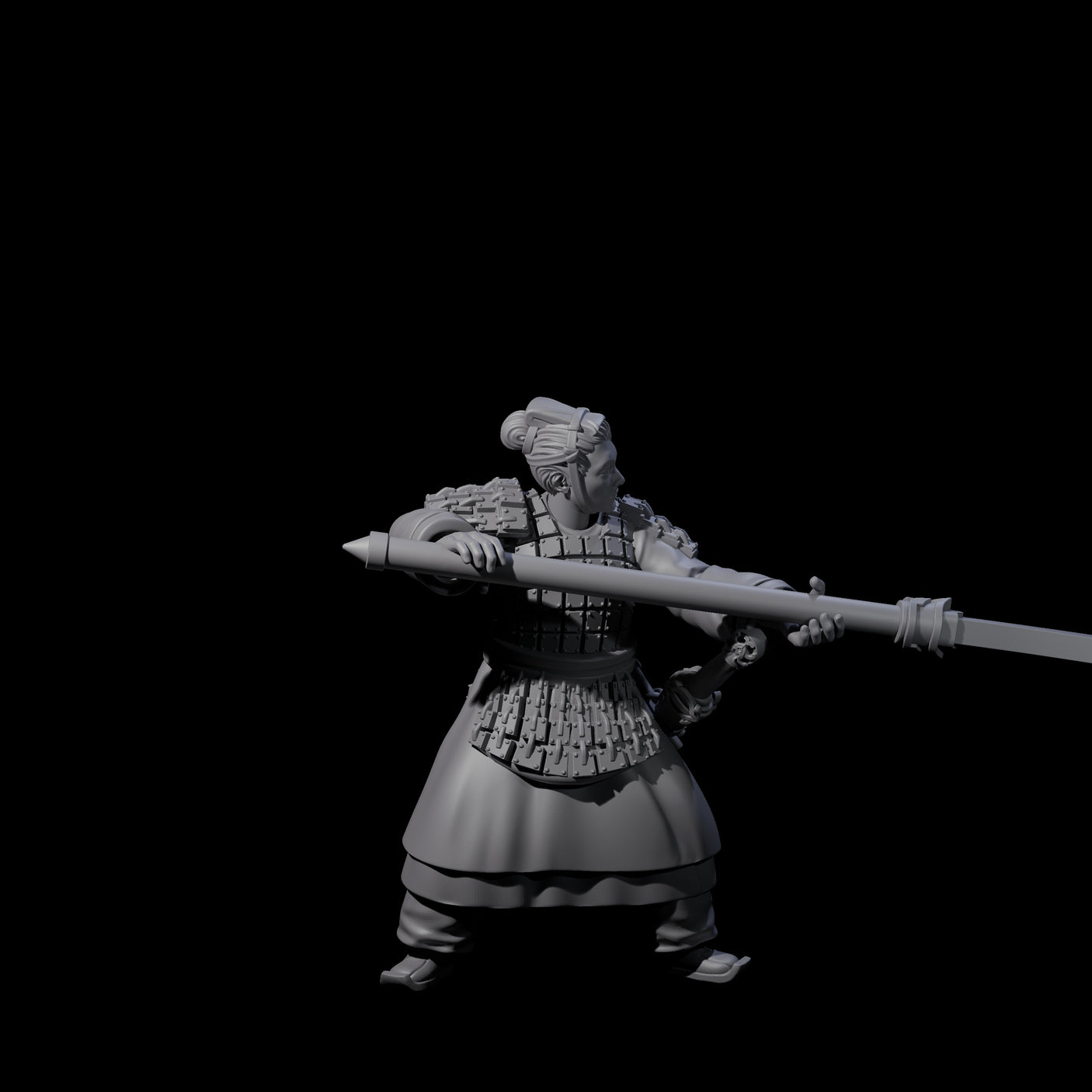 Chinese Terracotta Reaching Polearm Warrior F Miniature for Dungeons and Dragons, Pathfinder or other TTRPGs