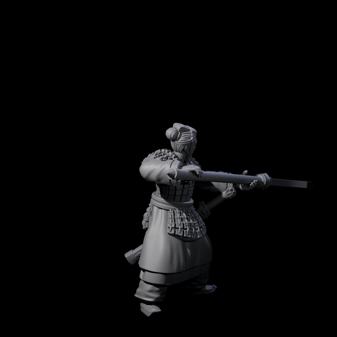 Chinese Terracotta Reaching Polearm Warrior F Miniature for Dungeons and Dragons, Pathfinder or other TTRPGs