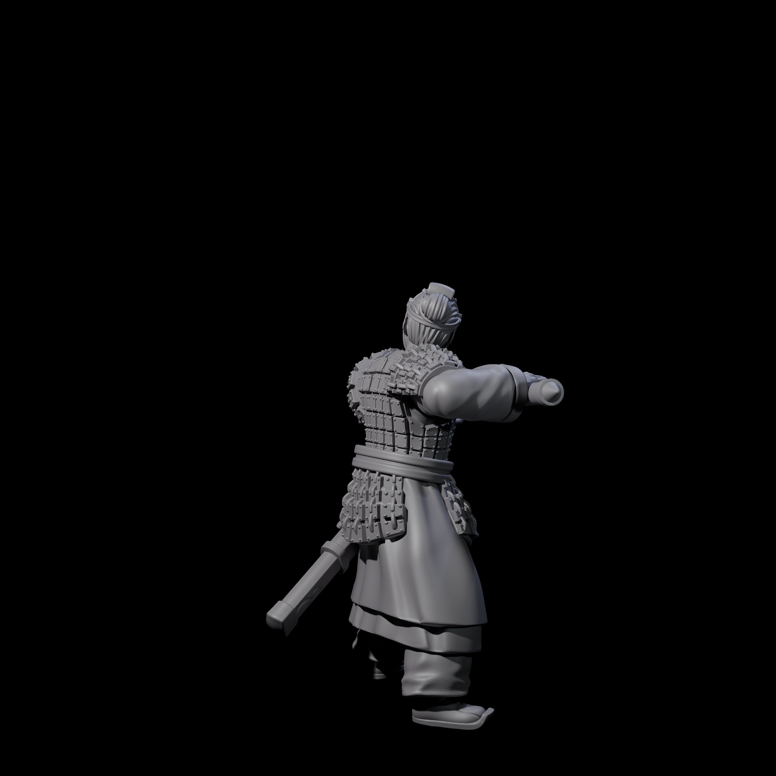 Chinese Terracotta Reaching Polearm Warrior F Miniature for Dungeons and Dragons, Pathfinder or other TTRPGs