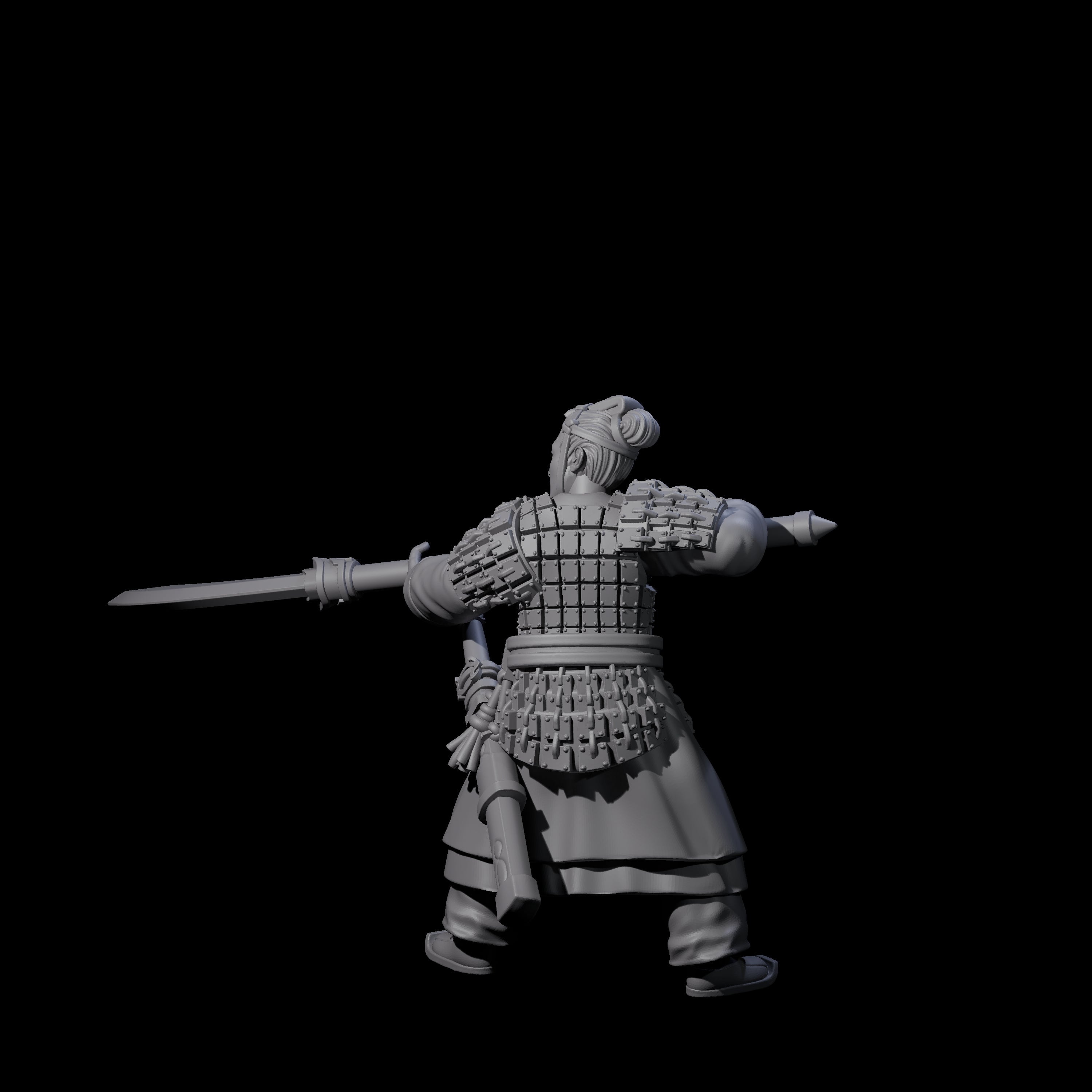 Chinese Terracotta Reaching Polearm Warrior F Miniature for Dungeons and Dragons, Pathfinder or other TTRPGs