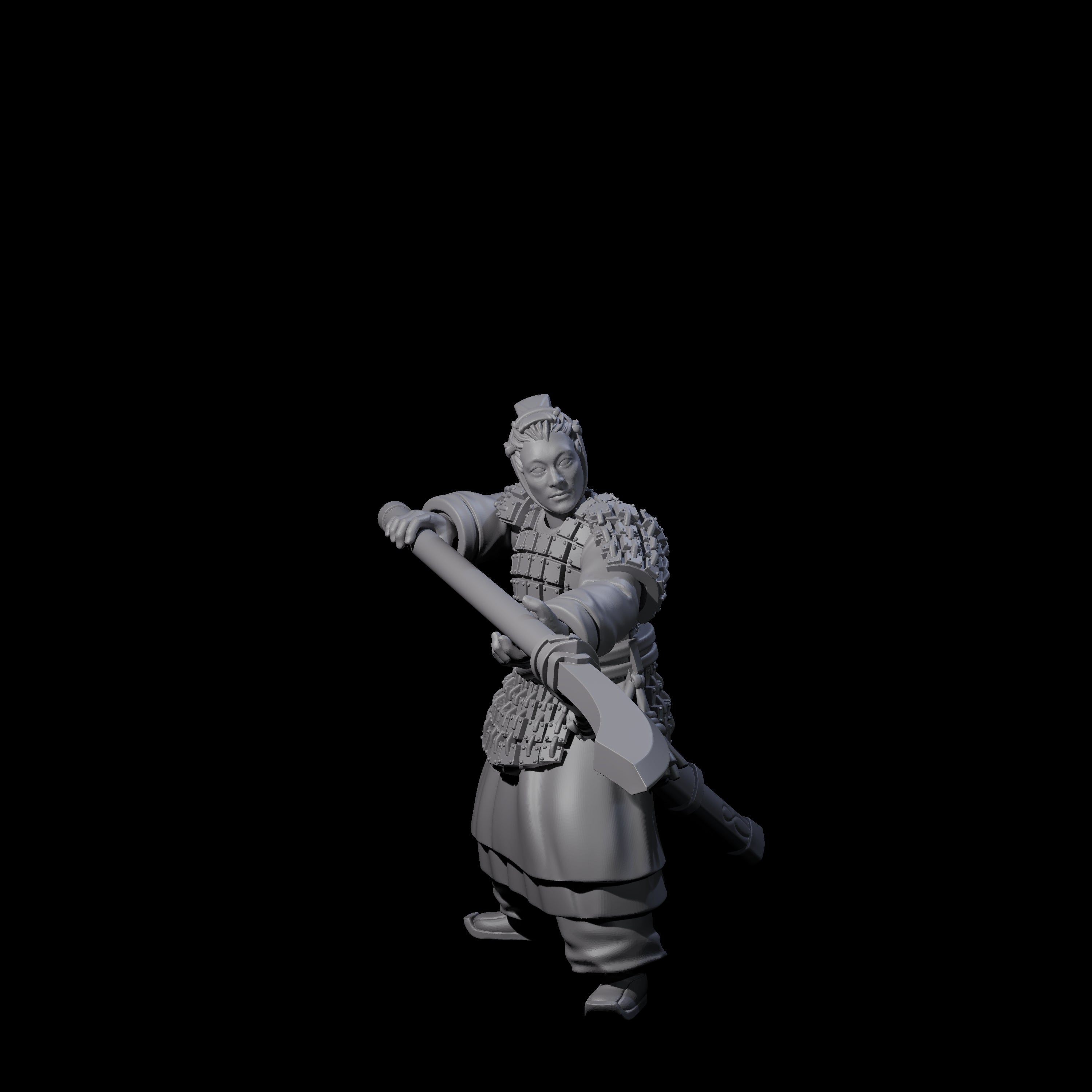 Chinese Terracotta Reaching Polearm Warrior F Miniature for Dungeons and Dragons, Pathfinder or other TTRPGs