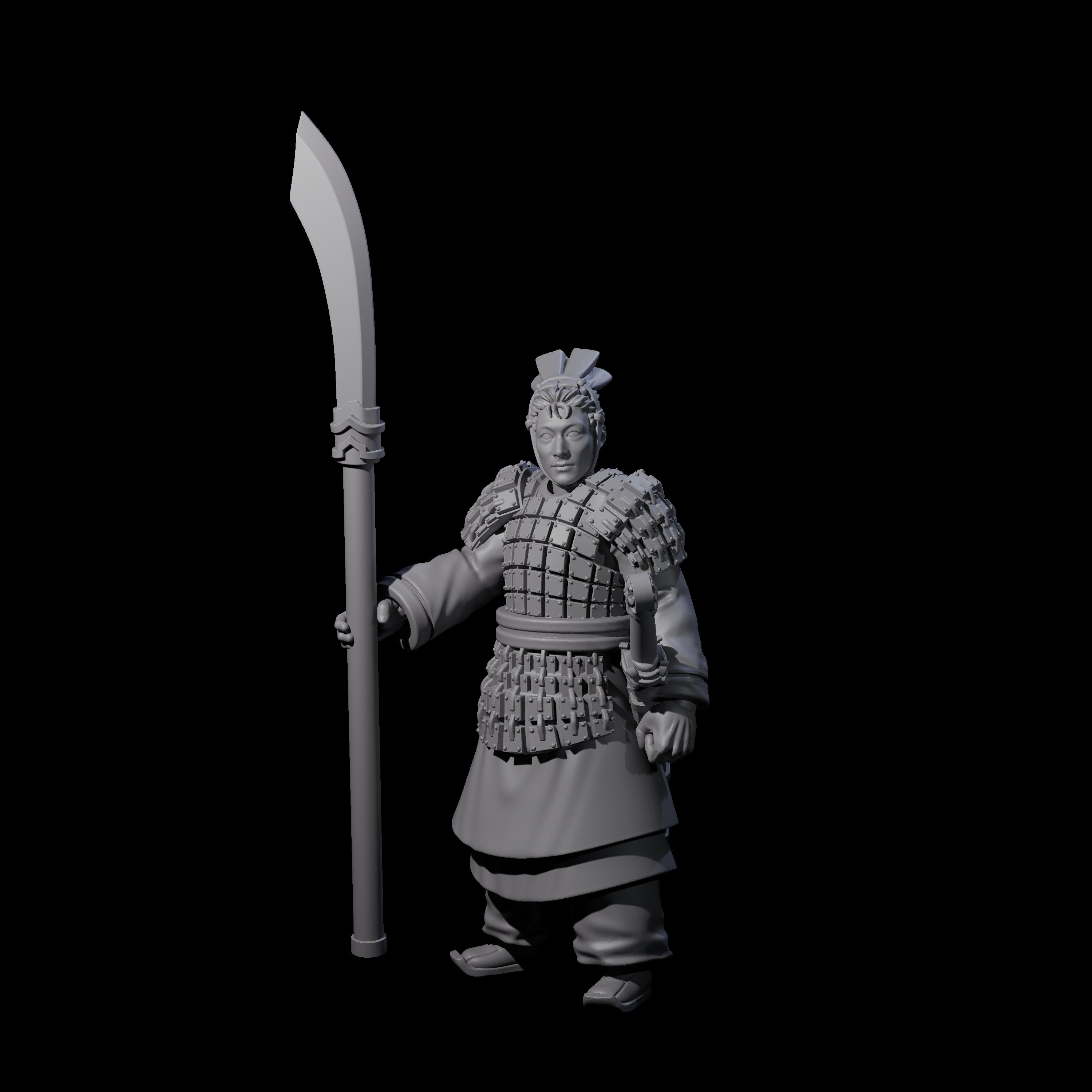 Chinese Terracotta Reaching Polearm Warrior G Miniature for Dungeons and Dragons, Pathfinder or other TTRPGs