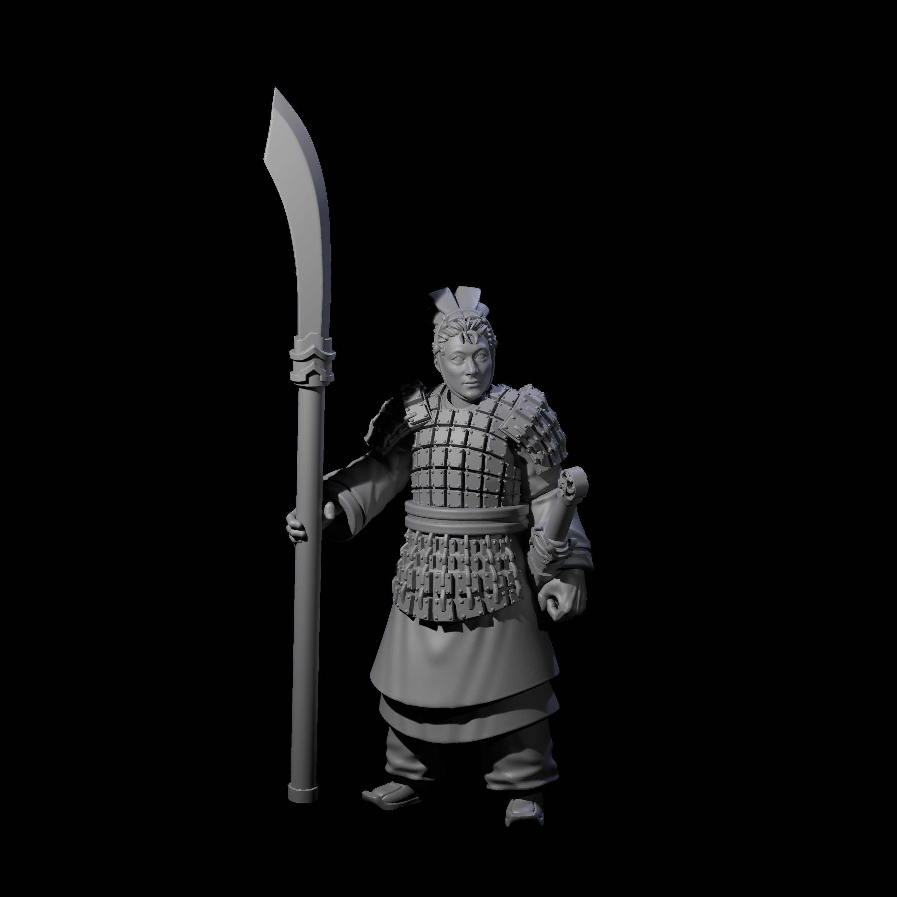 Chinese Terracotta Reaching Polearm Warrior G Miniature for Dungeons and Dragons, Pathfinder or other TTRPGs