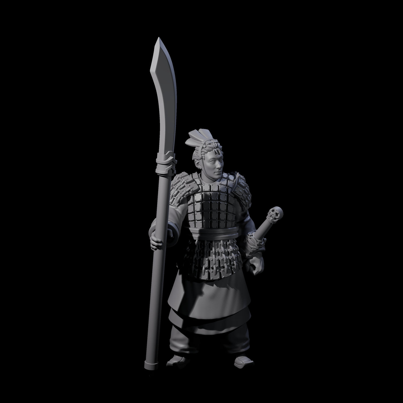 Chinese Terracotta Reaching Polearm Warrior G Miniature for Dungeons and Dragons, Pathfinder or other TTRPGs