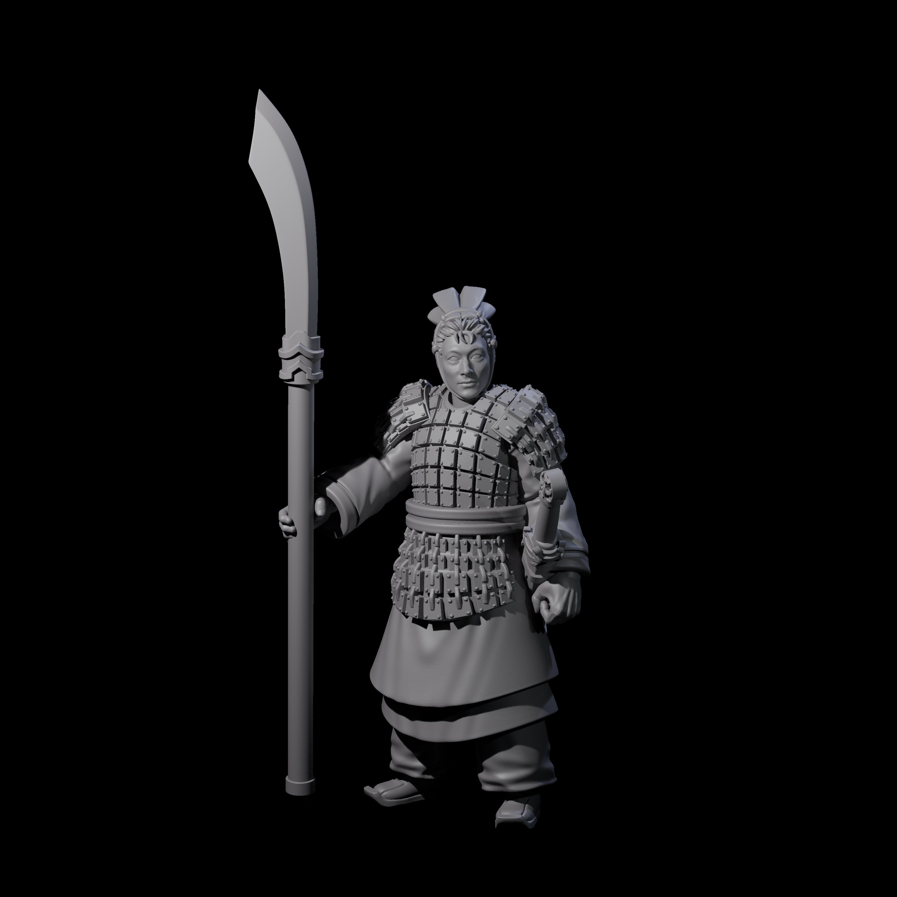 Chinese Terracotta Reaching Polearm Warrior G Miniature for Dungeons and Dragons, Pathfinder or other TTRPGs