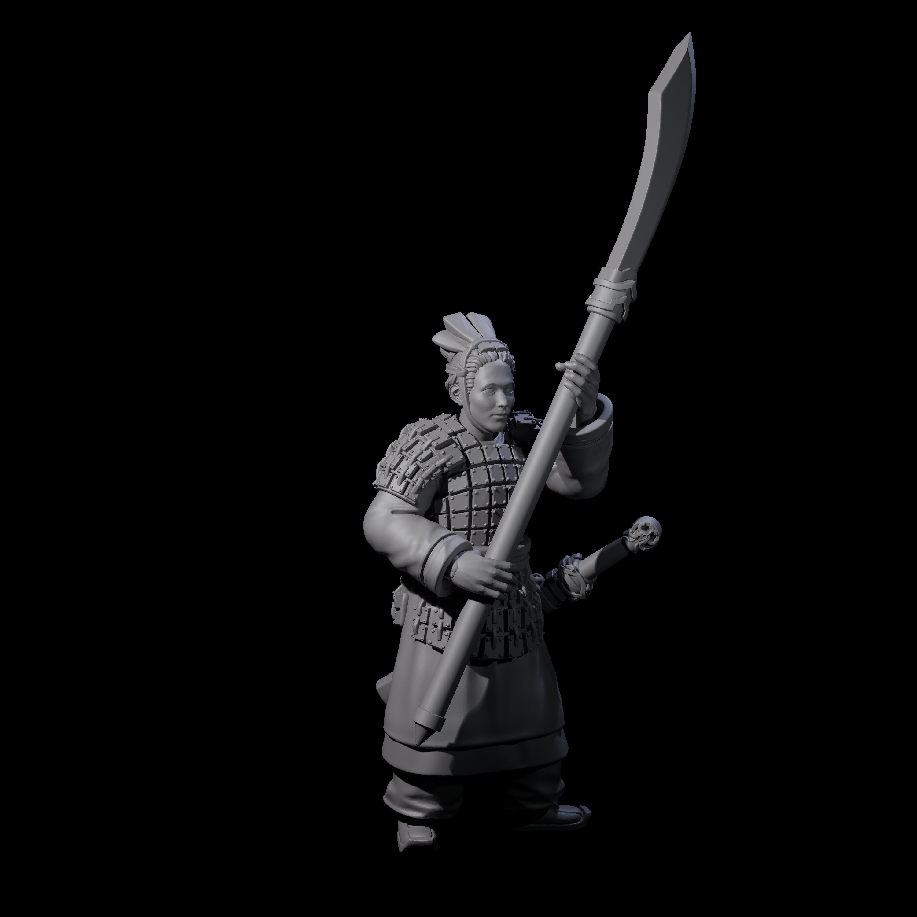 Chinese Terracotta Reaching Polearm Warrior I Miniature for Dungeons and Dragons, Pathfinder or other TTRPGs