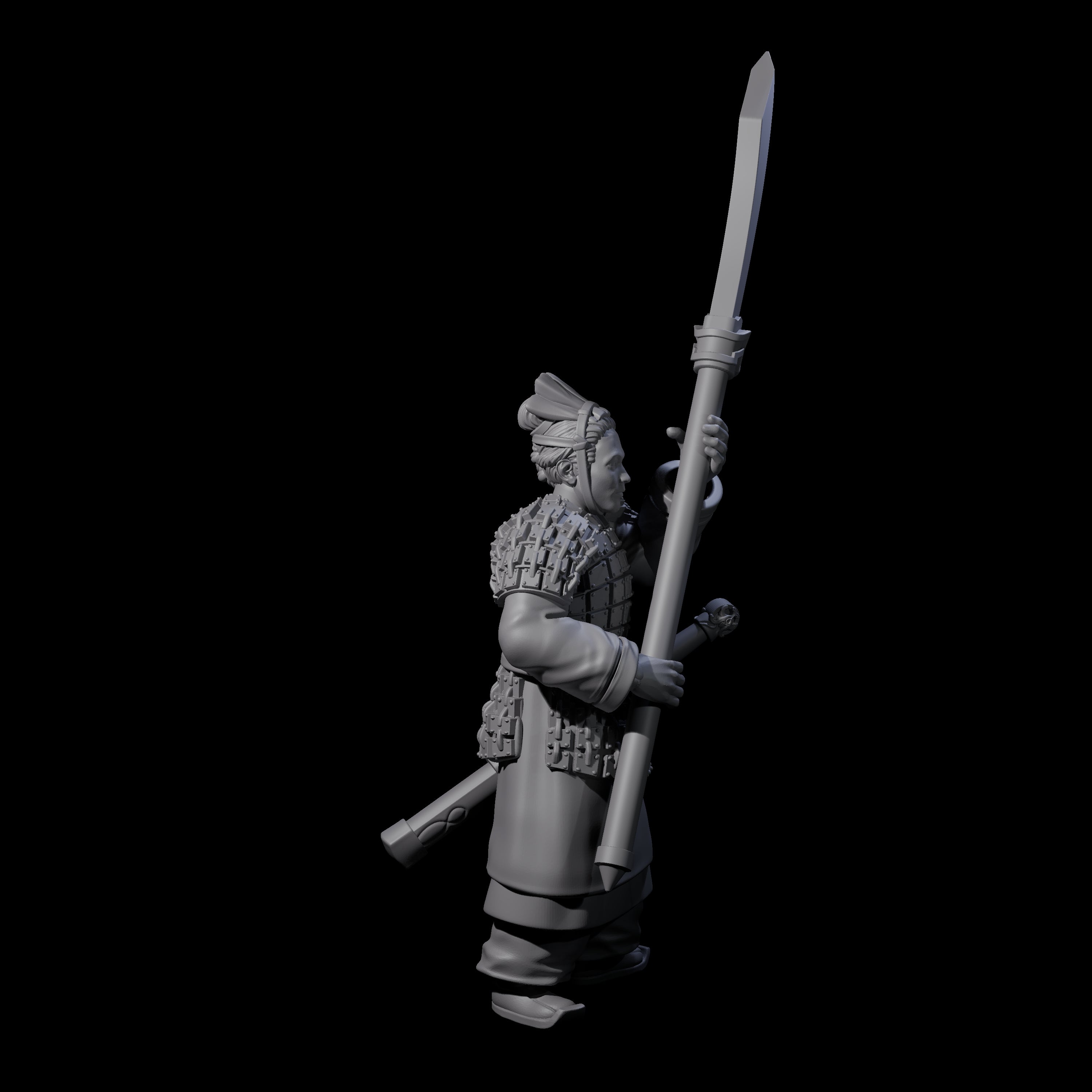 Chinese Terracotta Reaching Polearm Warrior I Miniature for Dungeons and Dragons, Pathfinder or other TTRPGs