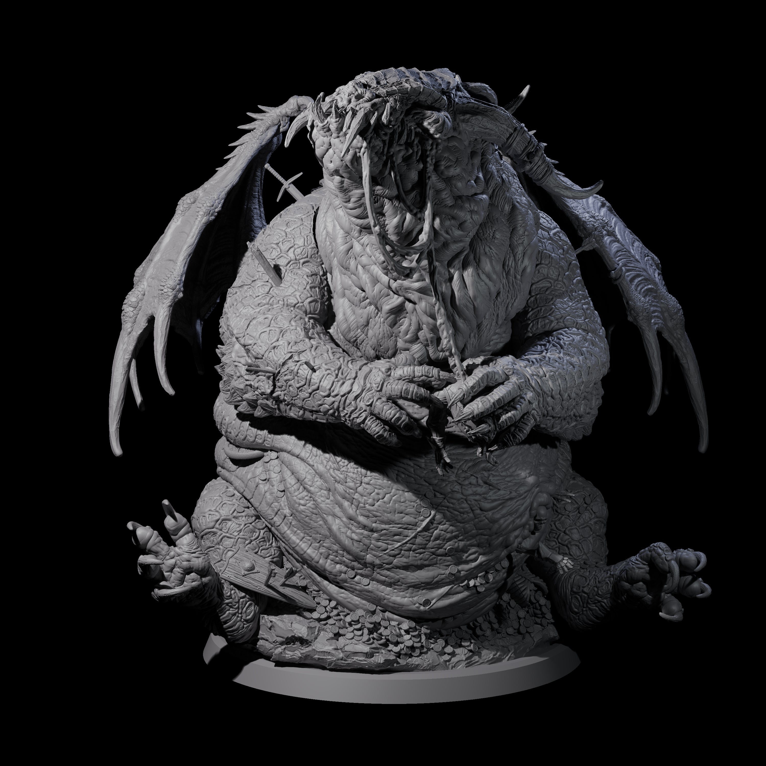 Chomping Fat Dragon Miniature for Dungeons and Dragons, Pathfinder or other TTRPGs