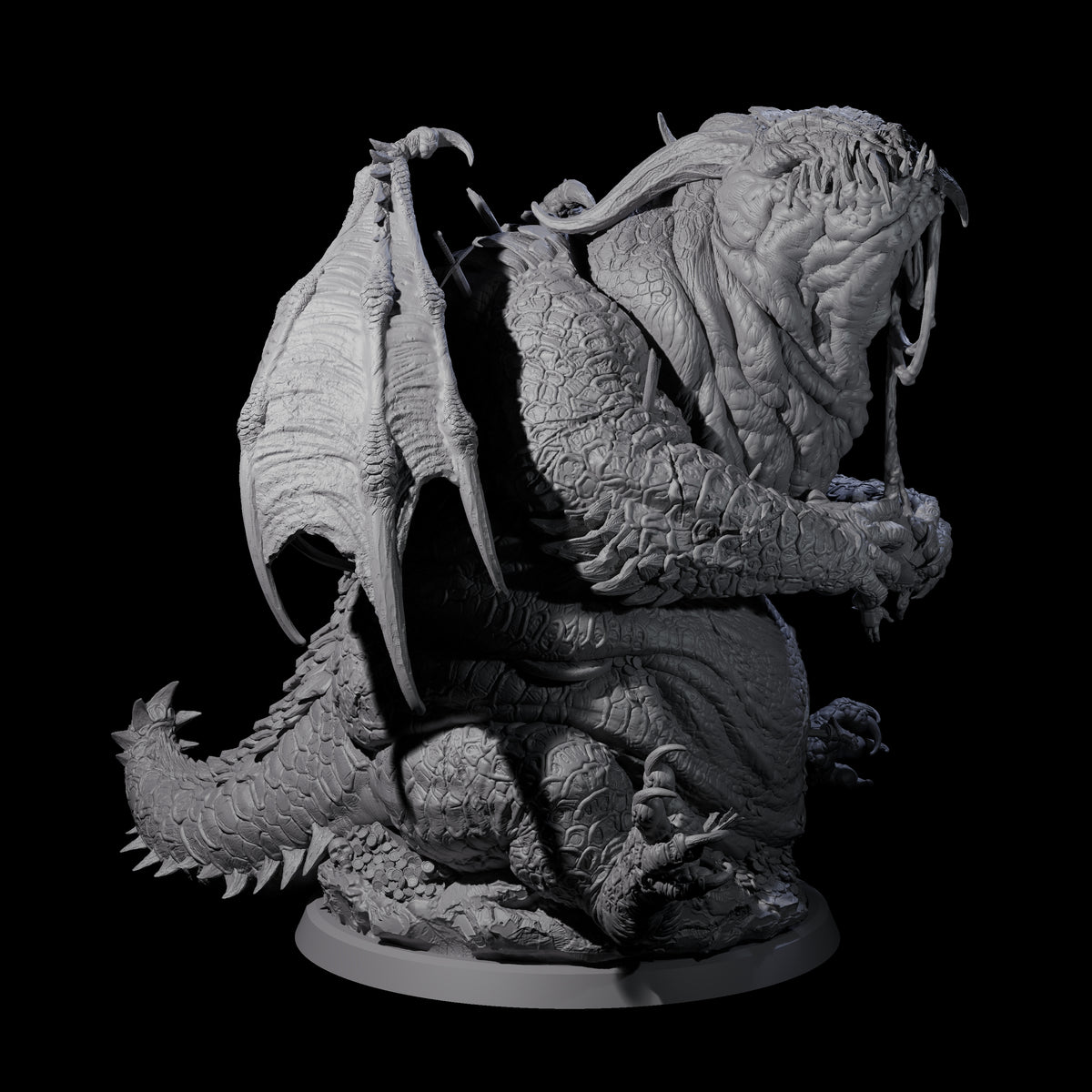 Chomping Fat Dragon Miniature for Dungeons and Dragons, Pathfinder or other TTRPGs