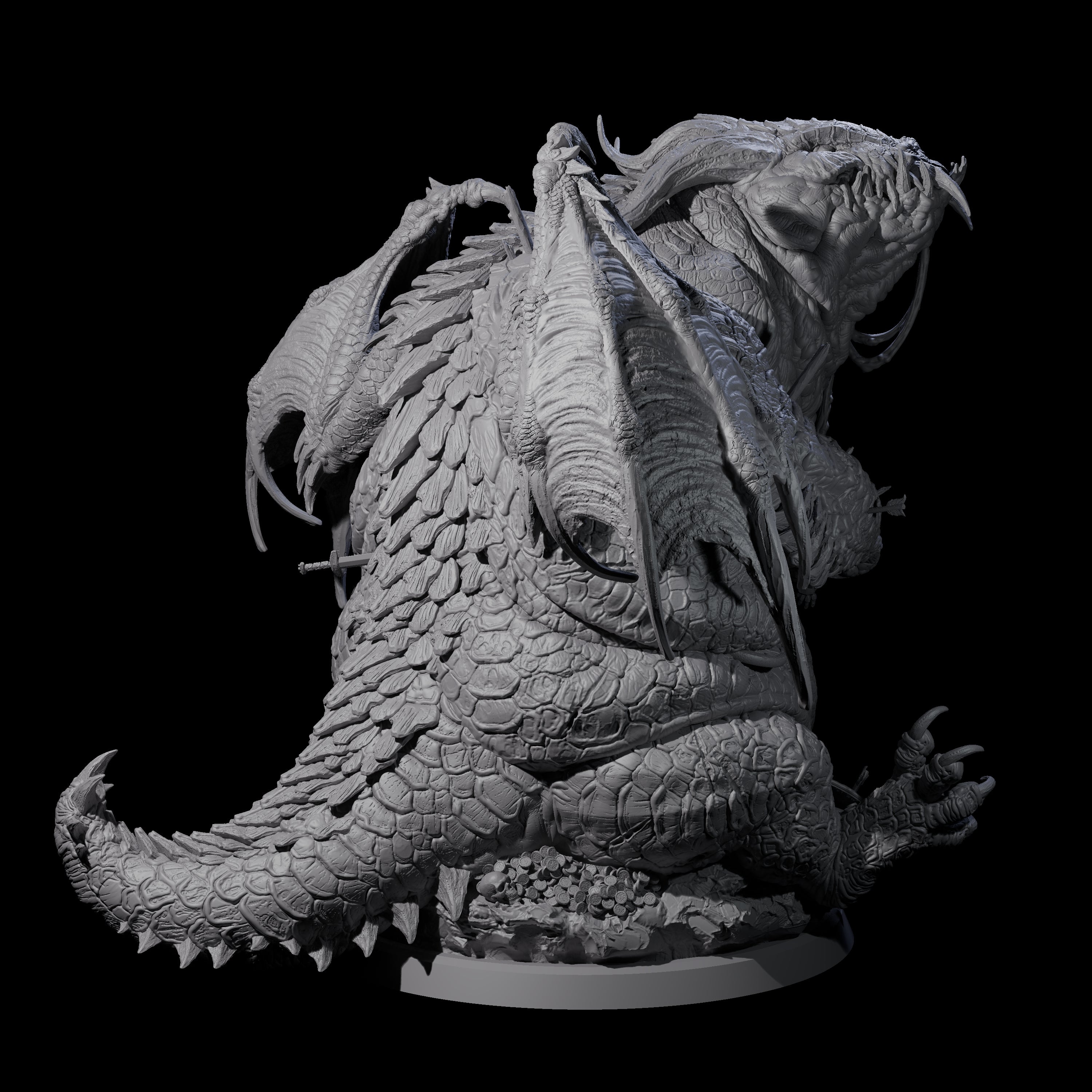 Chomping Fat Dragon Miniature for Dungeons and Dragons, Pathfinder or other TTRPGs