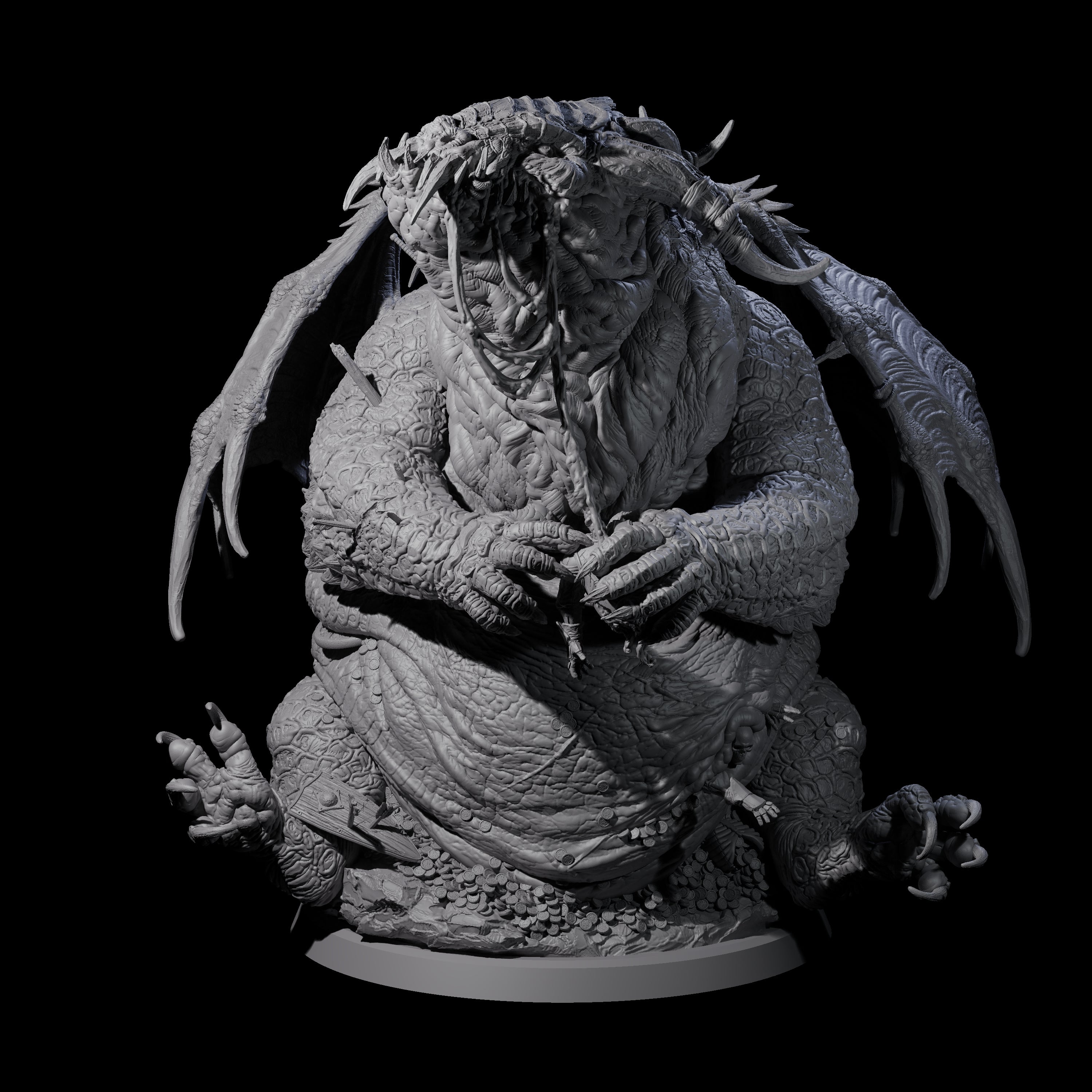 Chomping Fat Dragon Miniature for Dungeons and Dragons, Pathfinder or other TTRPGs
