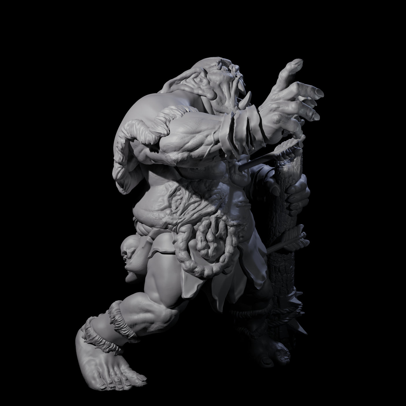 Chomping Zombie Ogre Miniature for Dungeons and Dragons, Pathfinder or other TTRPGs