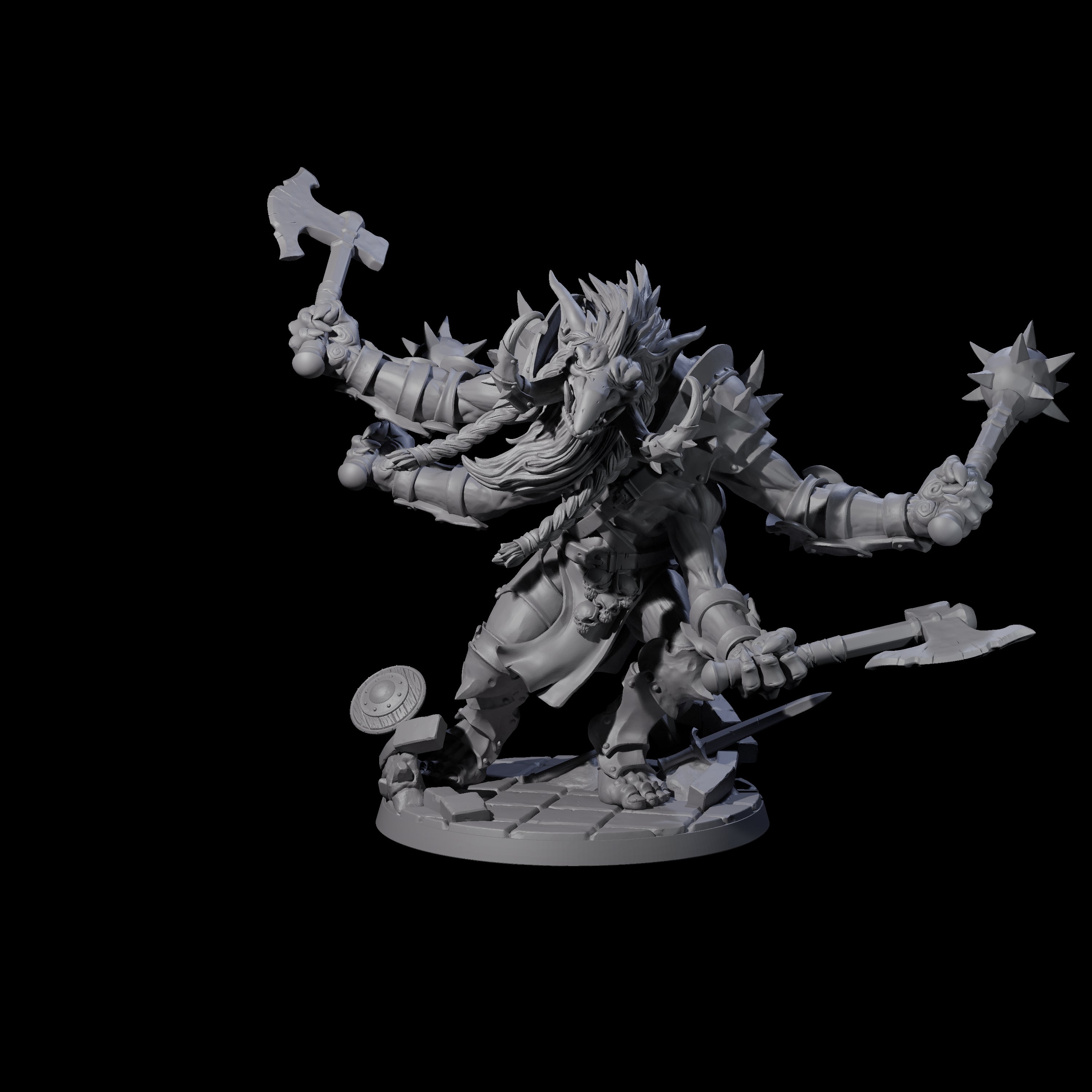 Chopping Four Armed Troll Miniature for Dungeons and Dragons, Pathfinder or other TTRPGs