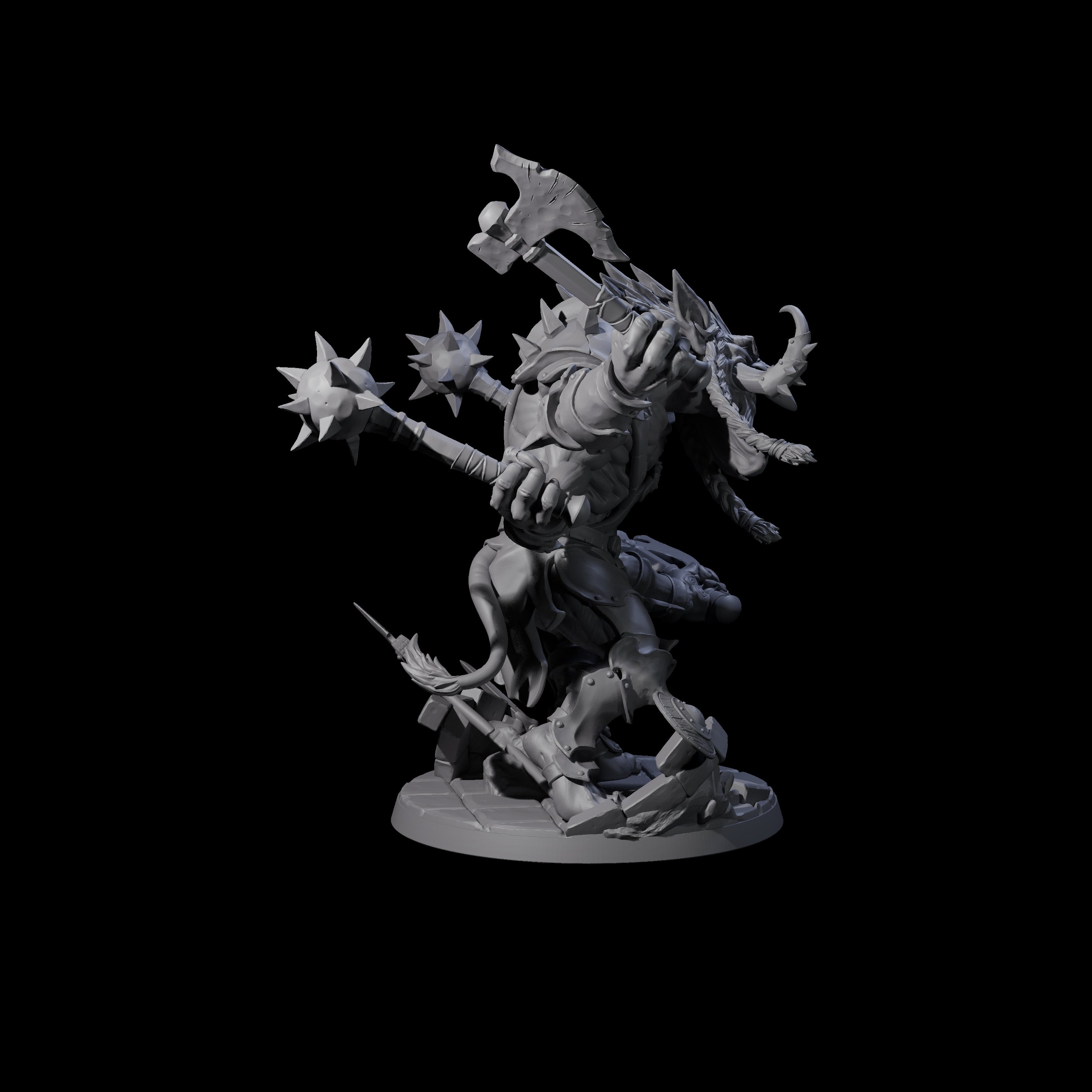 Chopping Four Armed Troll Miniature for Dungeons and Dragons, Pathfinder or other TTRPGs