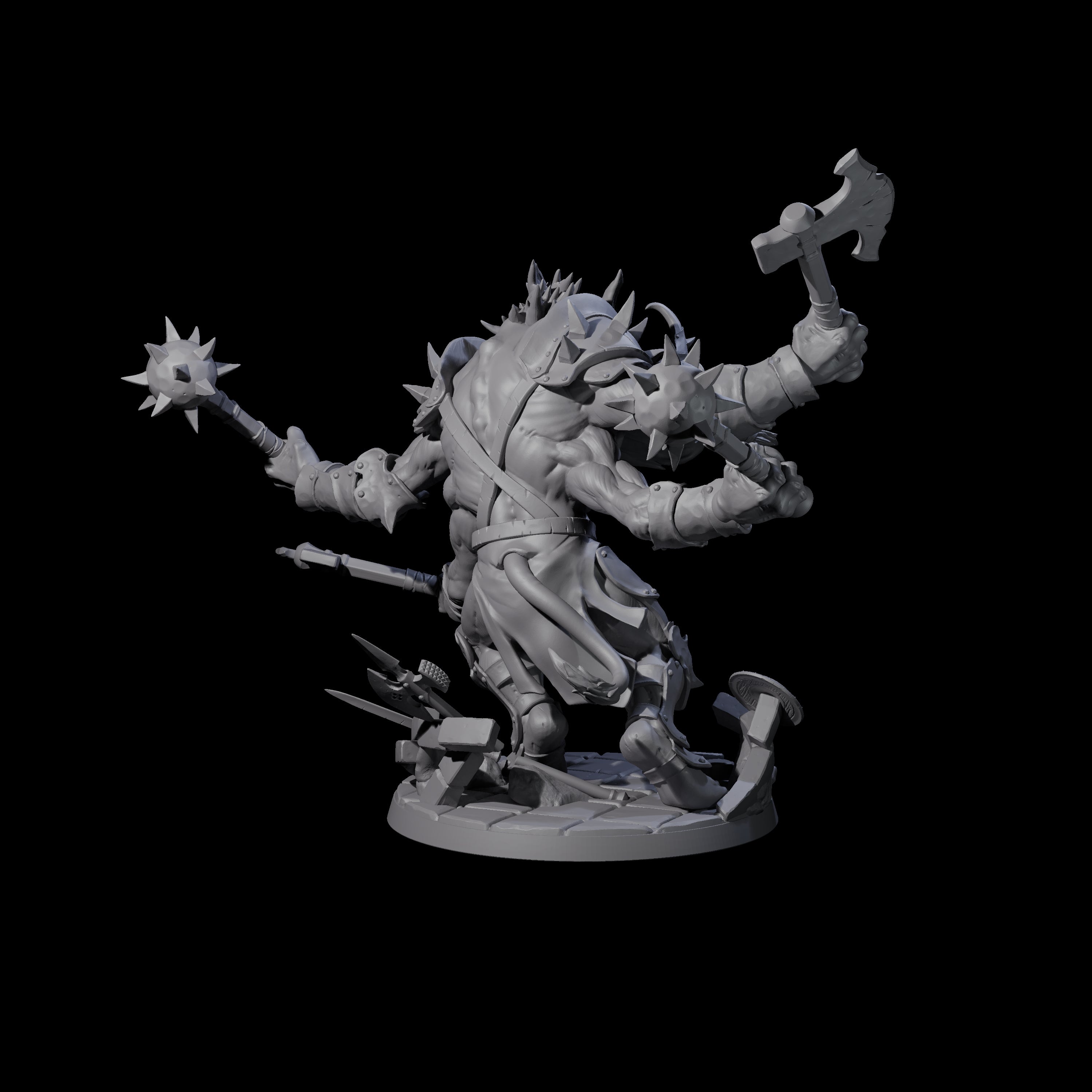 Chopping Four Armed Troll Miniature for Dungeons and Dragons, Pathfinder or other TTRPGs