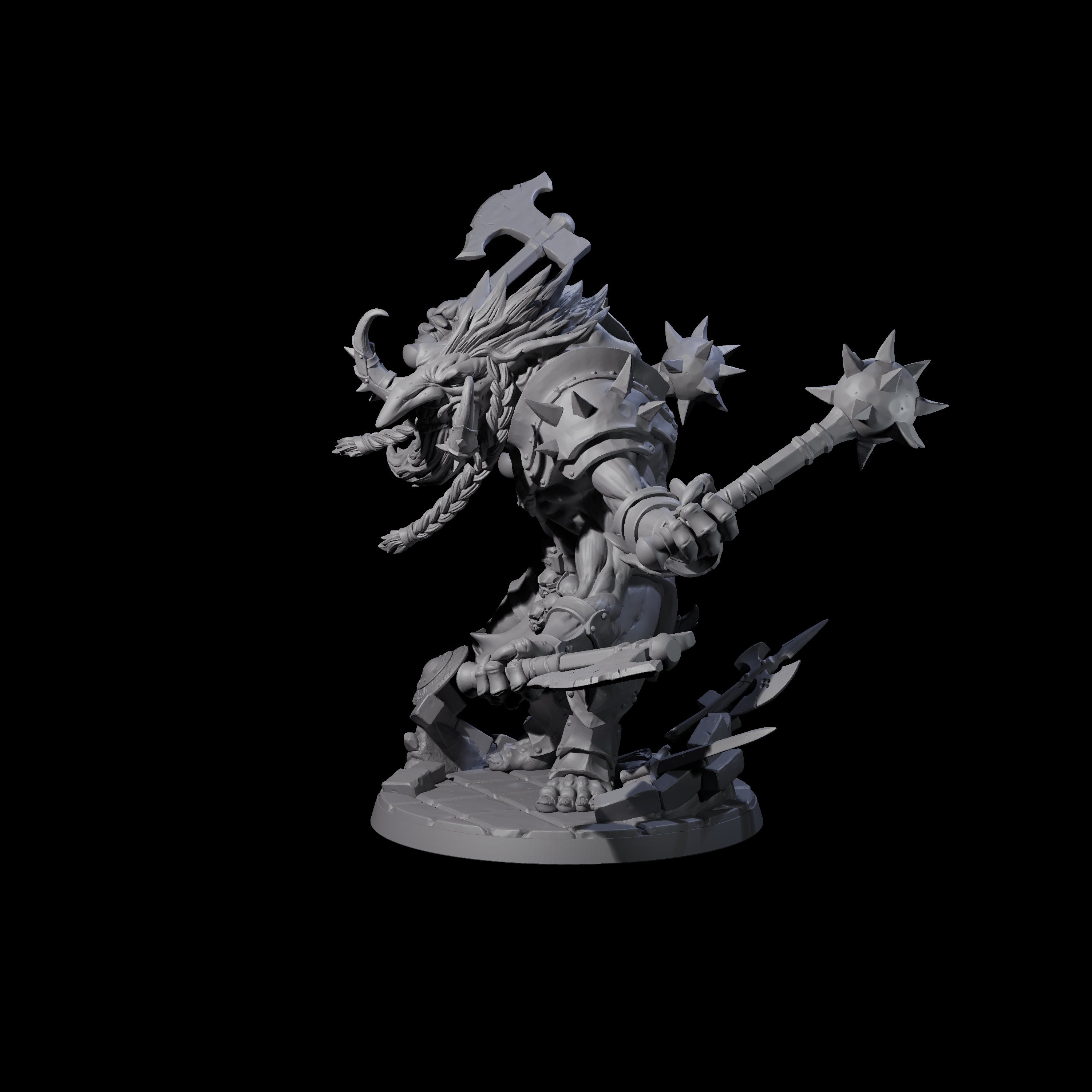 Chopping Four Armed Troll Miniature for Dungeons and Dragons, Pathfinder or other TTRPGs