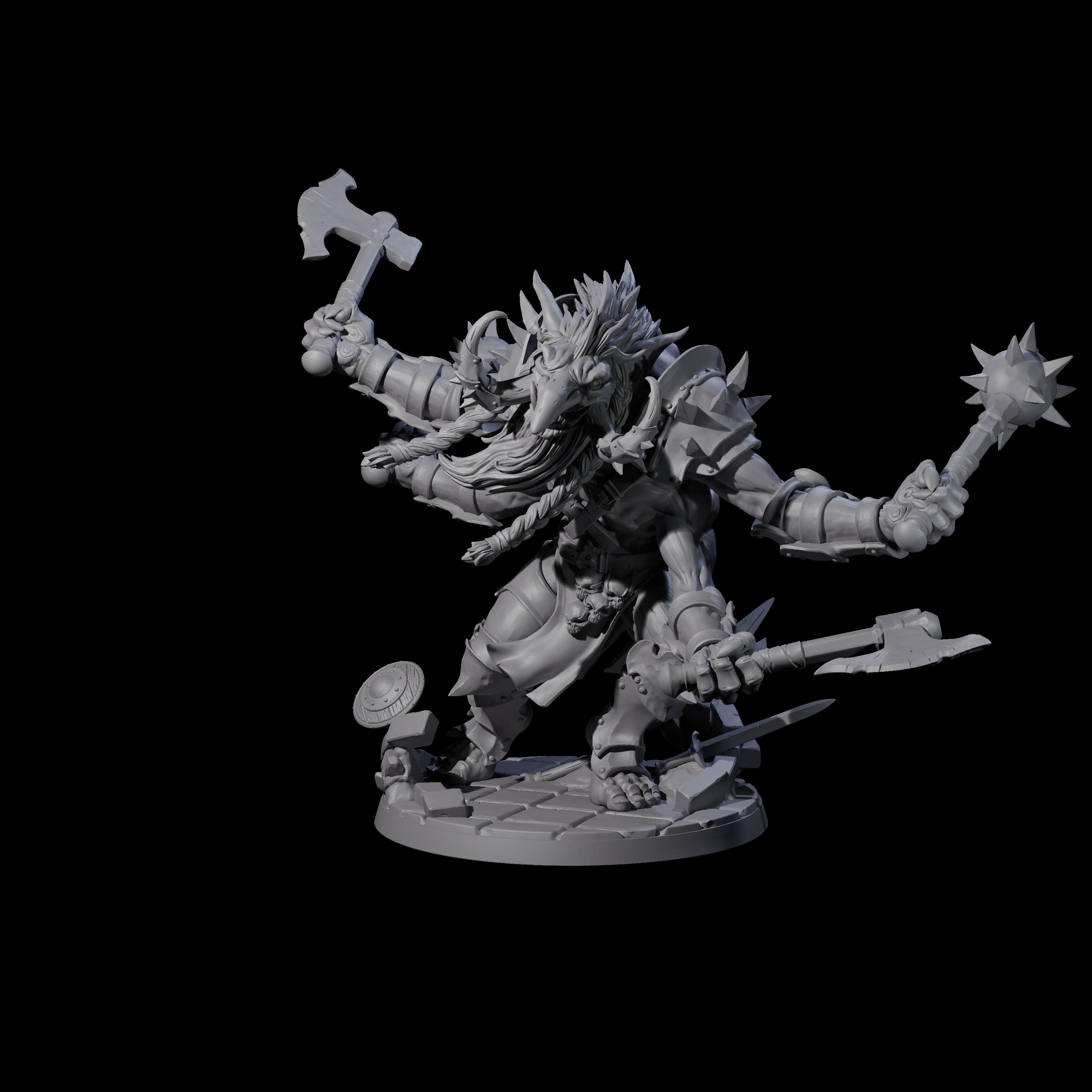 Chopping Four Armed Troll Miniature for Dungeons and Dragons, Pathfinder or other TTRPGs