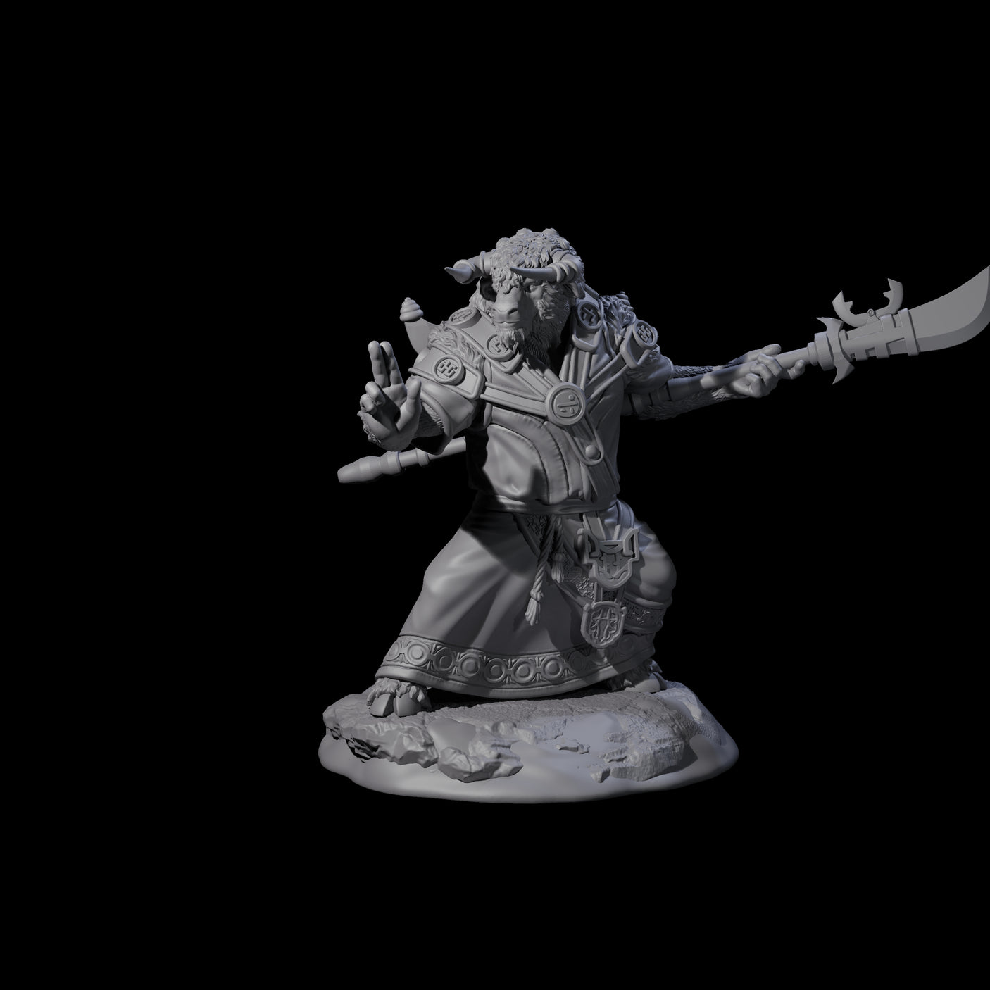 Civilised Yakfolk B Miniature for Dungeons and Dragons, Pathfinder or other TTRPGs